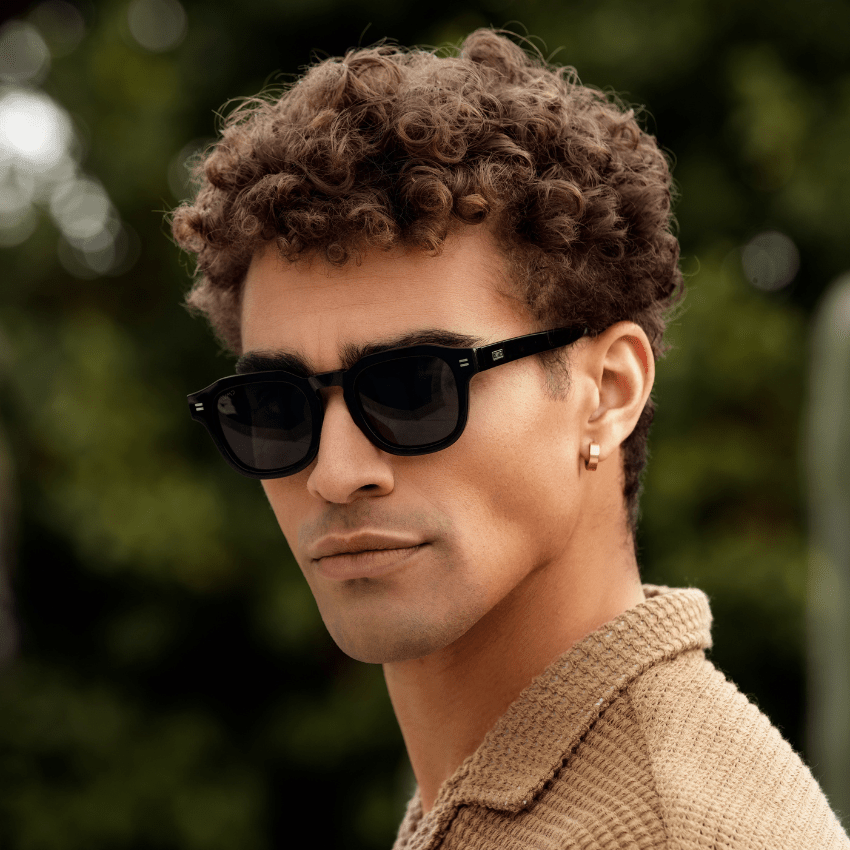 NELSON Retro Thick Framed Polarized Men's Sunglasses Triple Black by WMP Eyewear - PUNCH Watch & Eyewear - WMP Eyewear