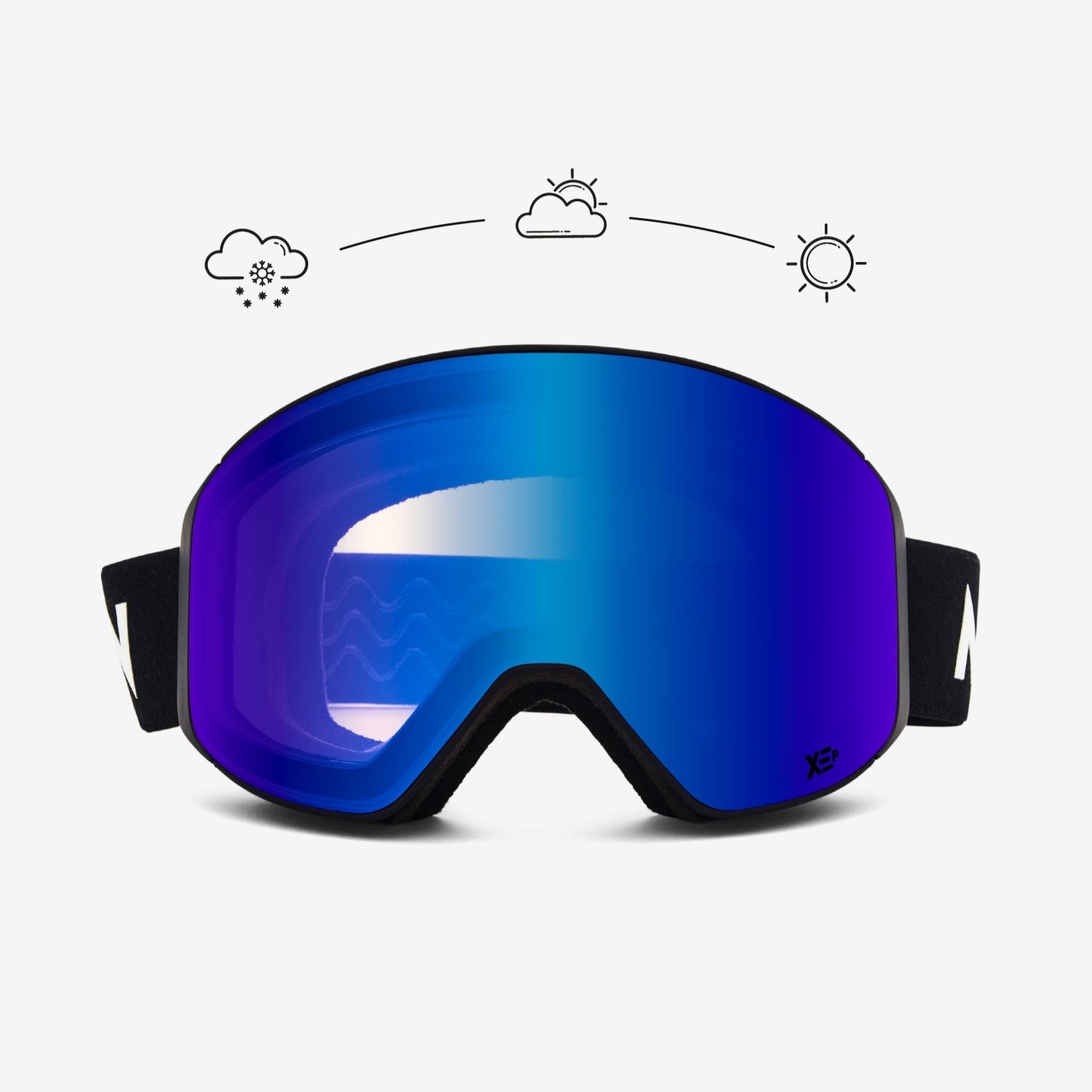 Messy Weekend Clear XEP Photochromic Ski Goggles (Black Band)