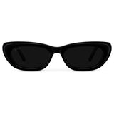 QUINN Women's Narrow Cat-Eye Sunglasses in Triple Black by WMP Eyewear