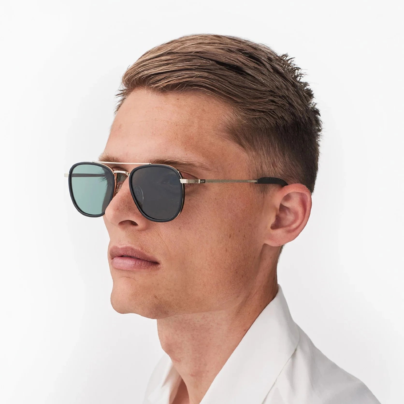 QUENTIN Silver Green Sunglasses by Messy Weekend - Punch Watch Design 