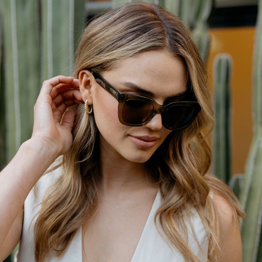 STORMI Cat Eye Women's Sunglasses in Khaki Crystal Green by WMP Eyewear - PUNCH Watch & Eyewear - WMP Eyewear