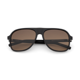 SUMI Black Oversized Aviator Acetate Sunglasses by Messy Weekend