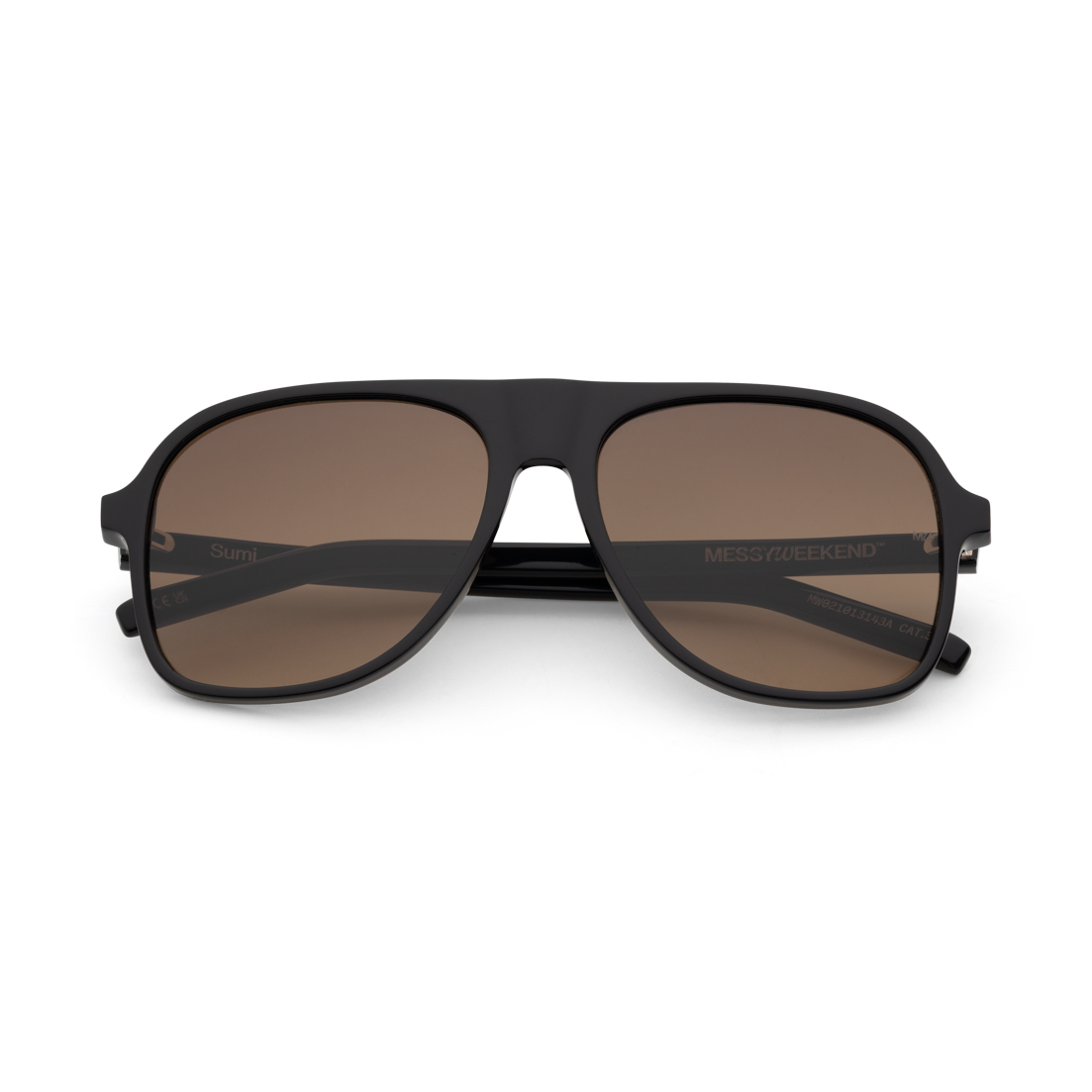 SUMI Black Oversized Aviator Acetate Sunglasses by Messy Weekend