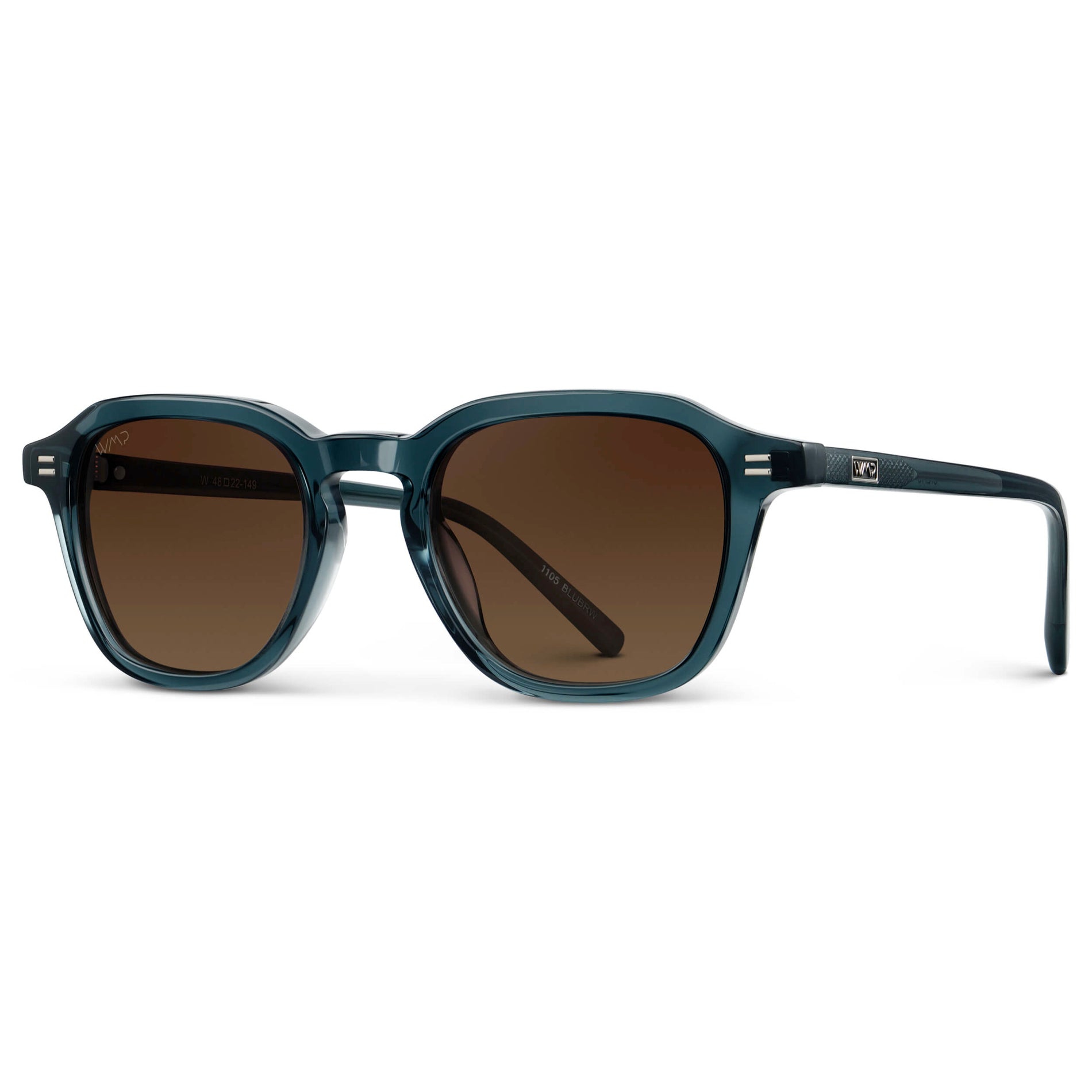 SILAS Polarized Square Sunglasses in Crystal Steel Blue by WMP Eyewear - PUNCH Watch & Eyewear - WMP Eyewear
