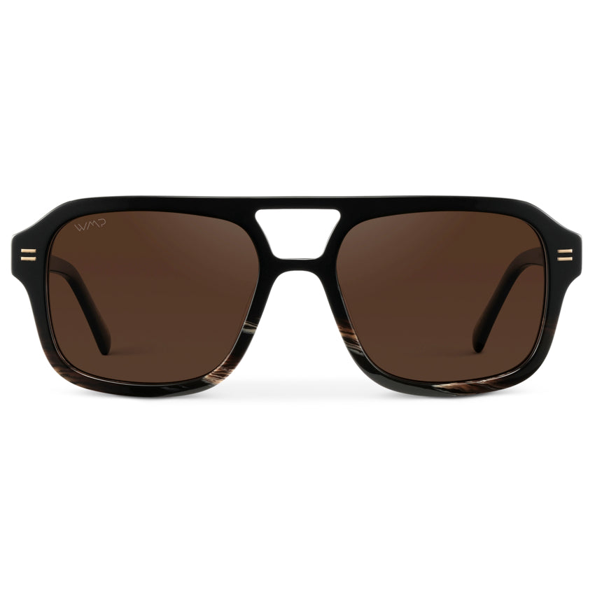 SYDNEY Oversized Retro Aviator Women's Sunglasses in Black Mineral by WMP Eyewear - Punch Watch Design 