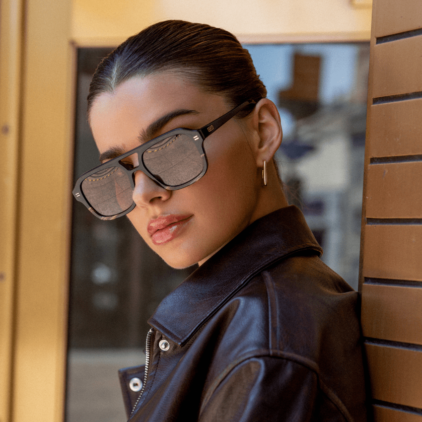 SYDNEY Oversized Retro Aviator Women's Sunglasses in Black Mineral by WMP Eyewear - PUNCH Watch & Eyewear - WMP Eyewear