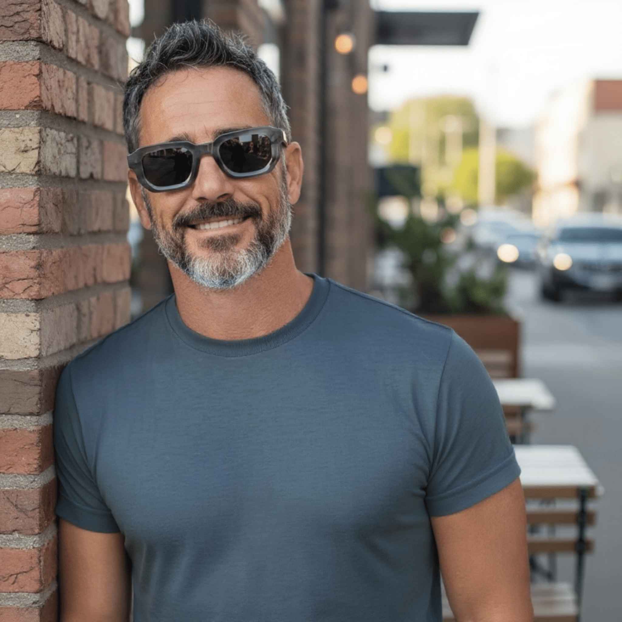 JUNA Hexagonal Thick Frame Polarised Sunglasses, Unisex, Grey Marble by TrueVivid - PUNCH Watch & Eyewear - TRUEVIVID