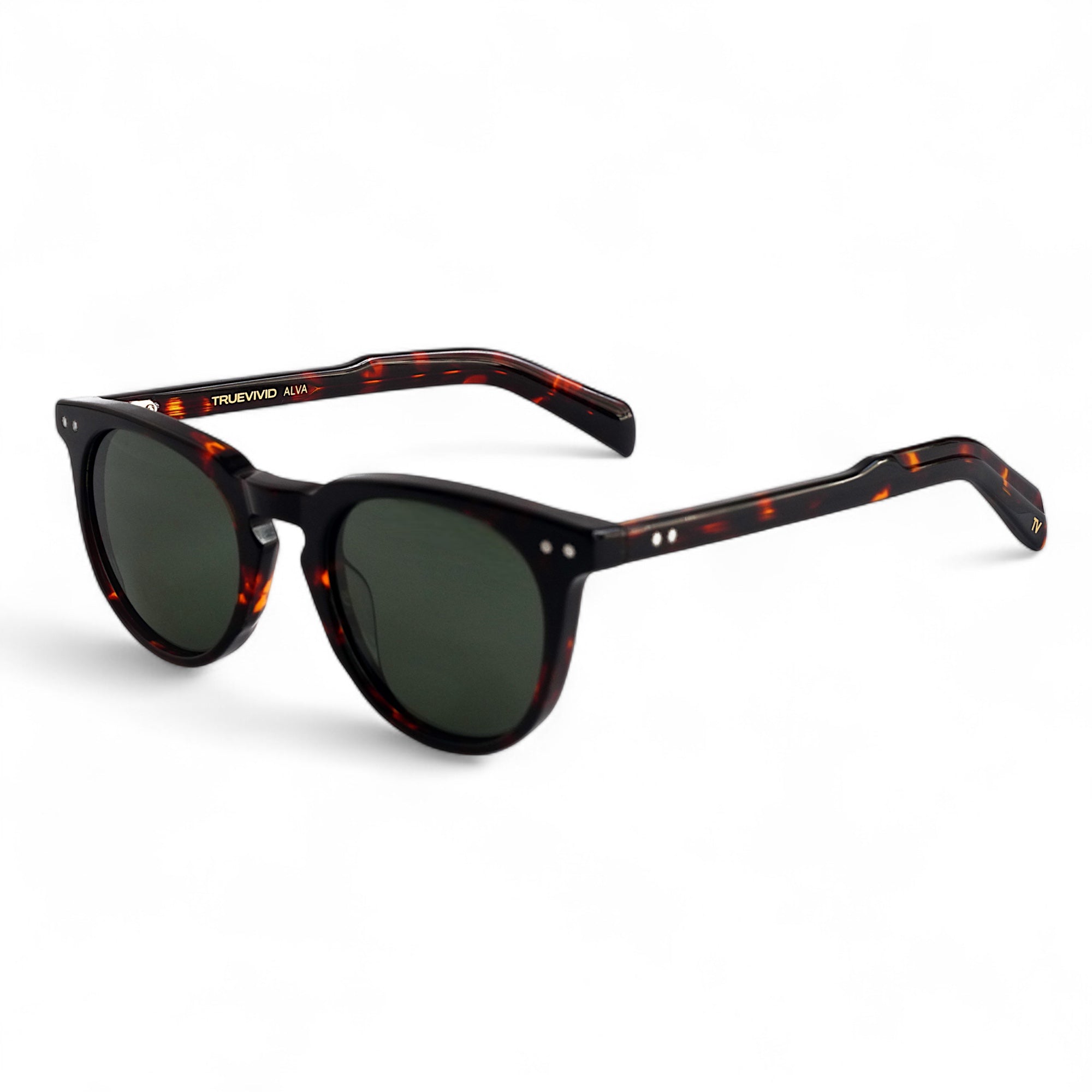 ALVA Tortoise Round Retro Polarised Sunglasses, Green Lens by TrueVivid - PUNCH Watch & Eyewear - TRUEVIVID