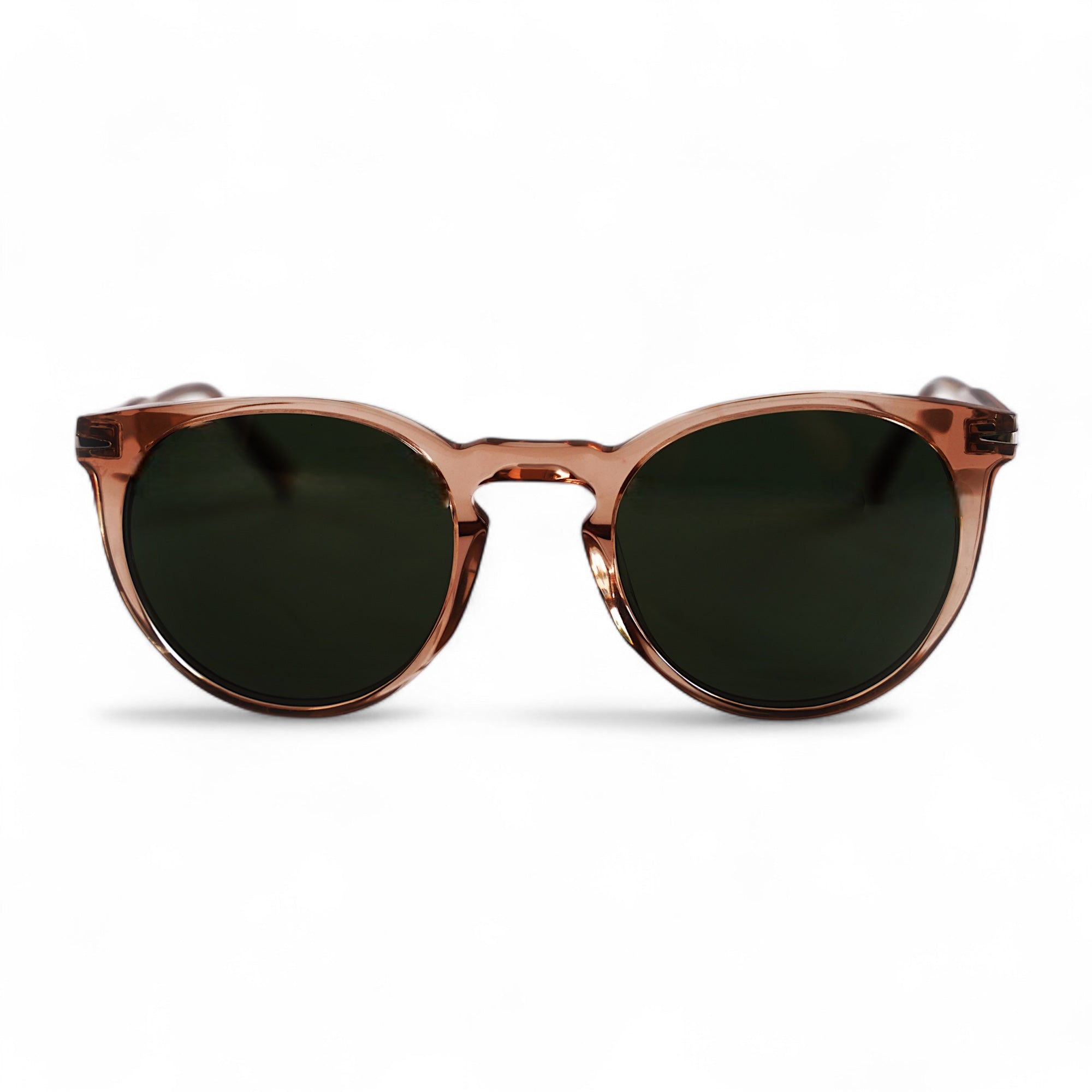 ISEL Classic Round Amber Rose Polarised Sunglasses, Green Lens by TrueVivid