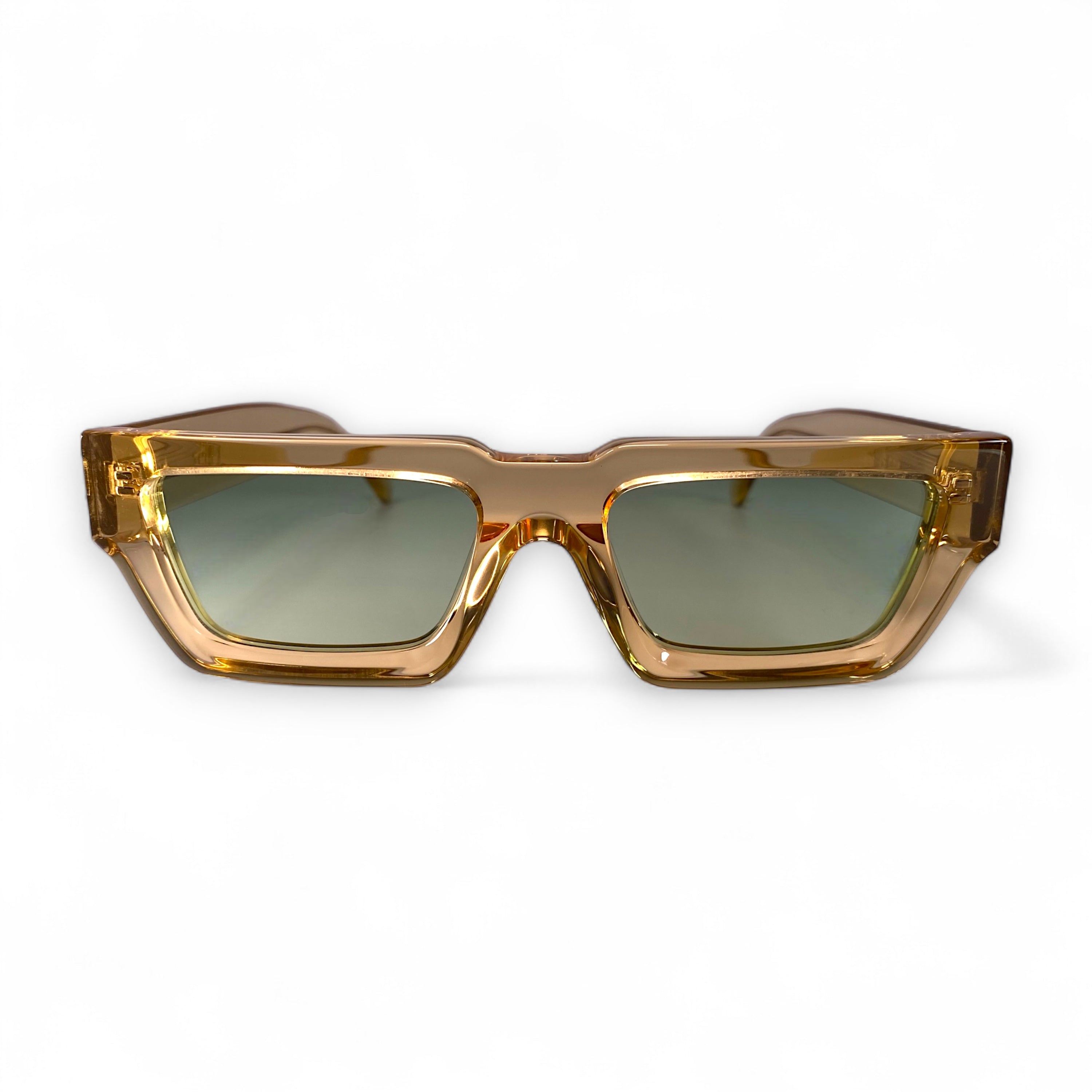 KLINT Bold Geometric Sunglasses, Champagne Light Green Lens by TrueVivid Eyewear - PUNCH Watch & Eyewear 