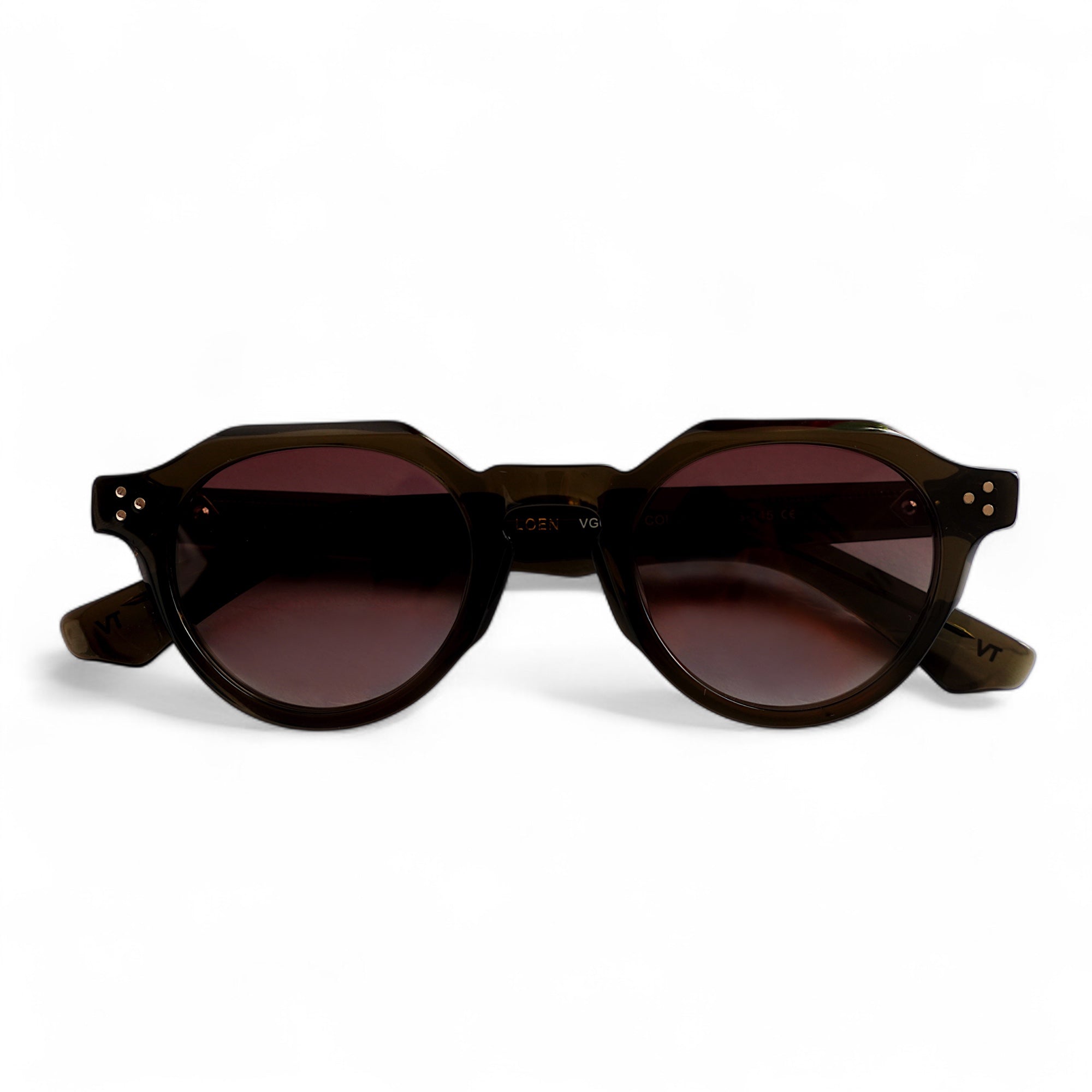 LOEN Thick Hexagonal Green Polarised Sunglasses, Gradient Brown Lens by TrueVivid - PUNCH Watch & Eyewear - TRUEVIVID