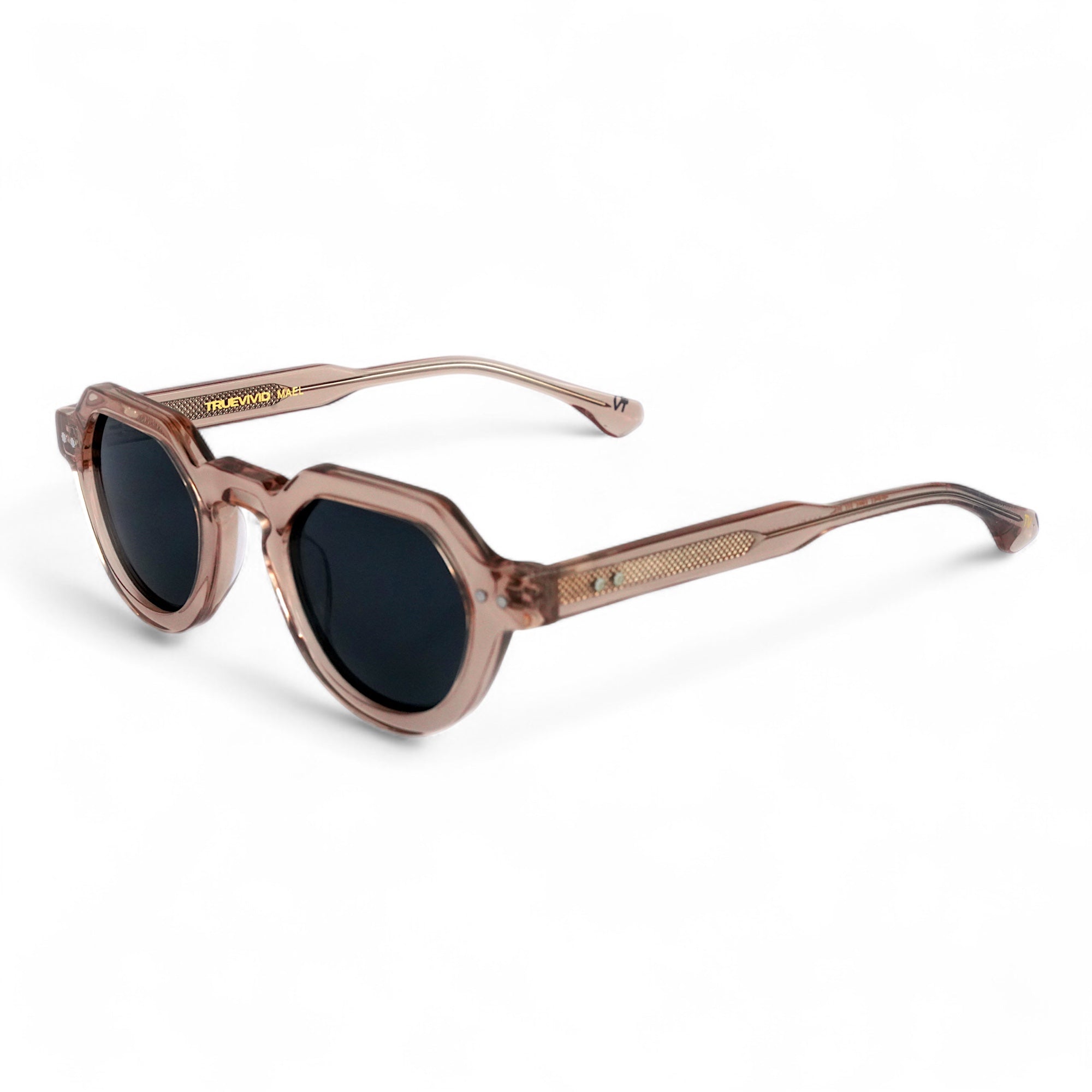 MAEL Hexagonal Champagne Polarised Sunglasses, Grey Lens by TrueVivid - PUNCH Watch & Eyewear - TRUEVIVID