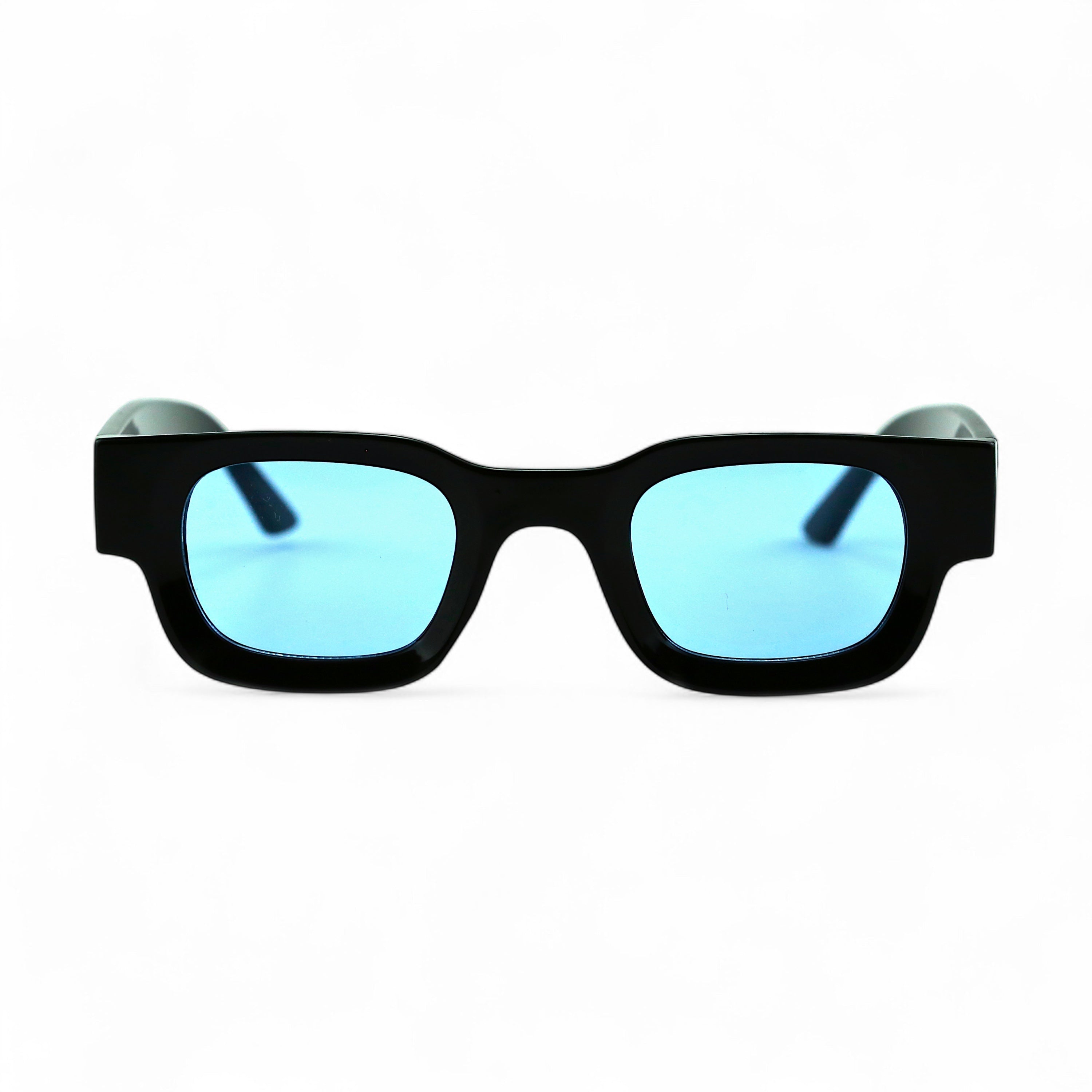 SORA, Essentials Rectangular Modern Sunglasses, Unisex, Black/Blue by TrueVivid Eyewear