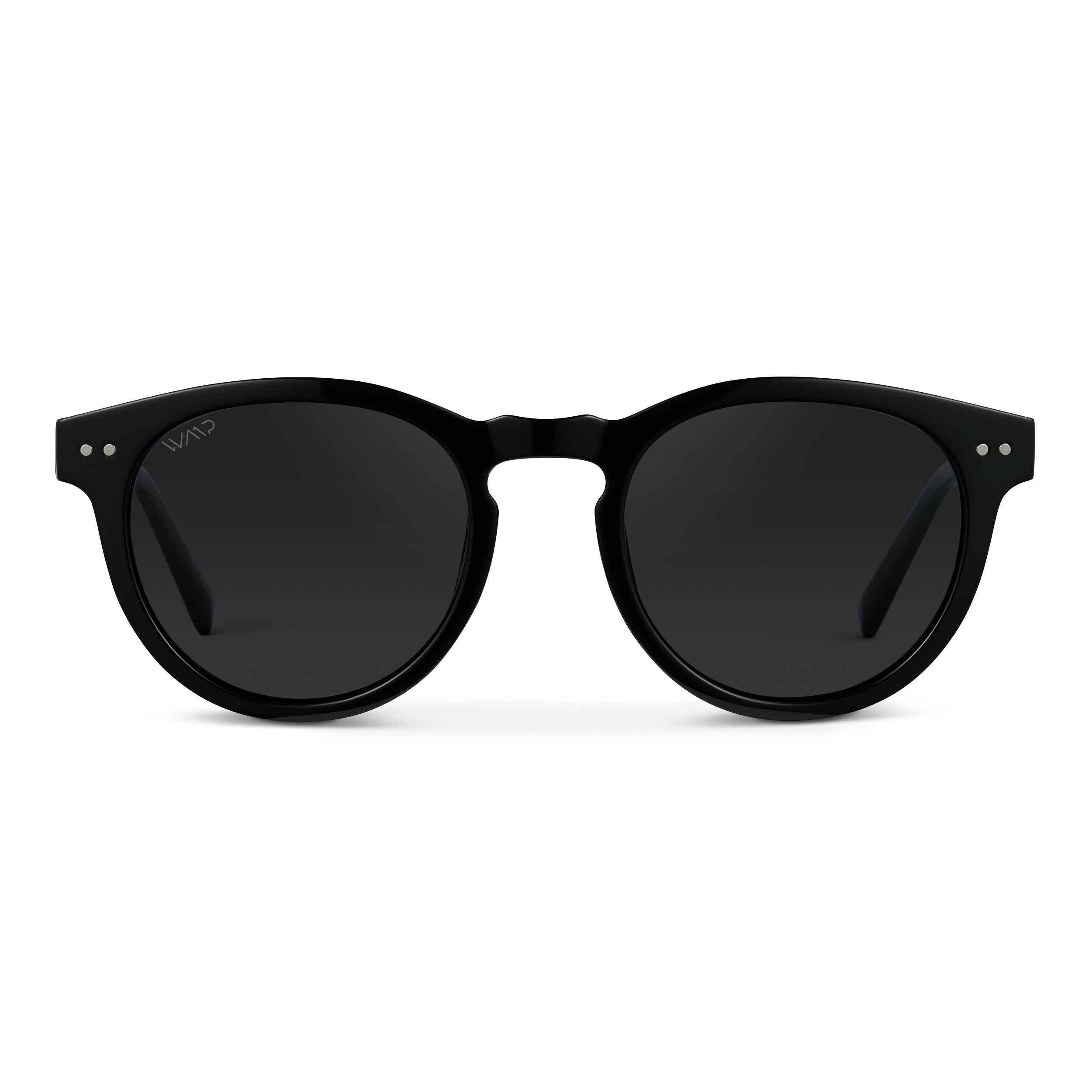 TATE Retro Round Unisex Sunglasses in Black by WMP Eyewear - Punch Watch Design 