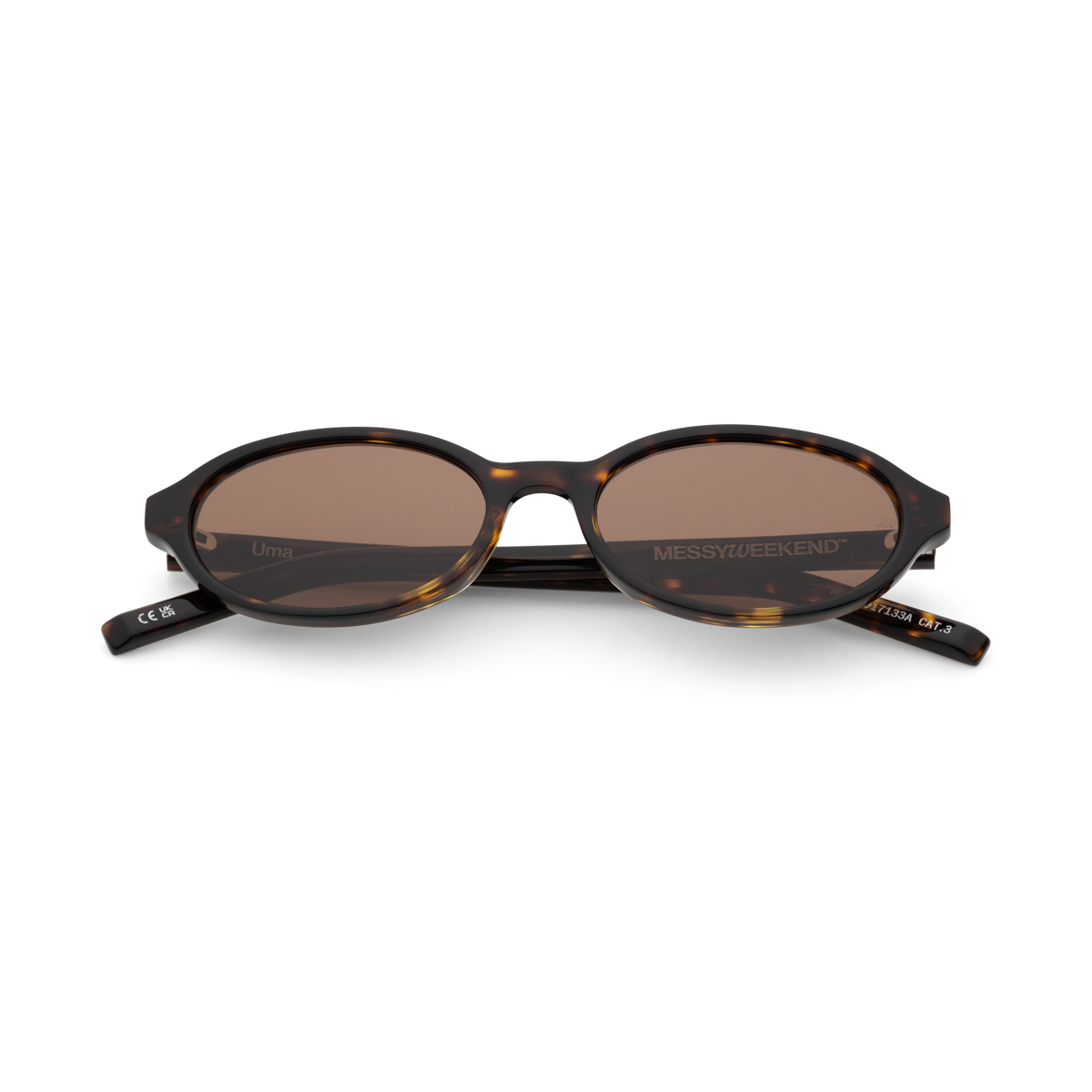 UMA Dark Havana Tortoise Oval Sunglasses by Messy Weekend