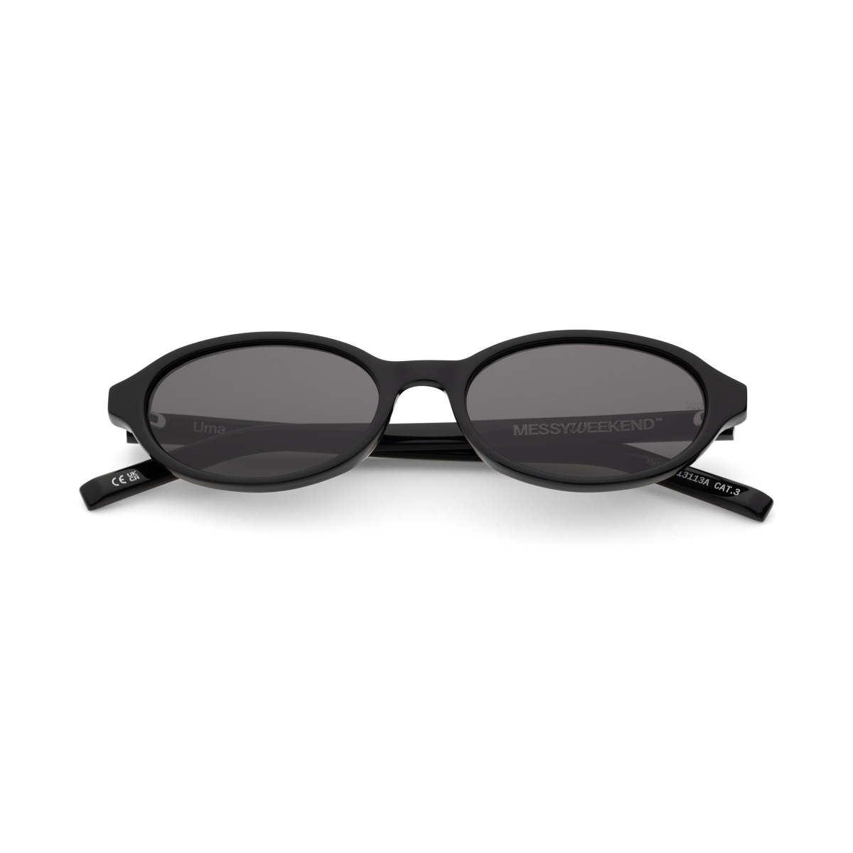 UMA Black Oval Sunglasses by Messy Weekend
