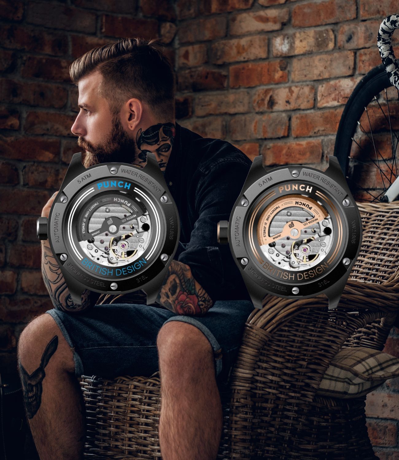 mobile version, back of men's contempo automatic wrist watch showing the inner workings