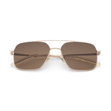 VEO Gold Brown Gradient Navigator Metal Frame Sunglasses by Messy Weekend