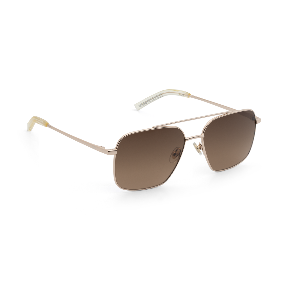 VEO Gold Brown Gradient Navigator Metal Frame Sunglasses by Messy Weekend