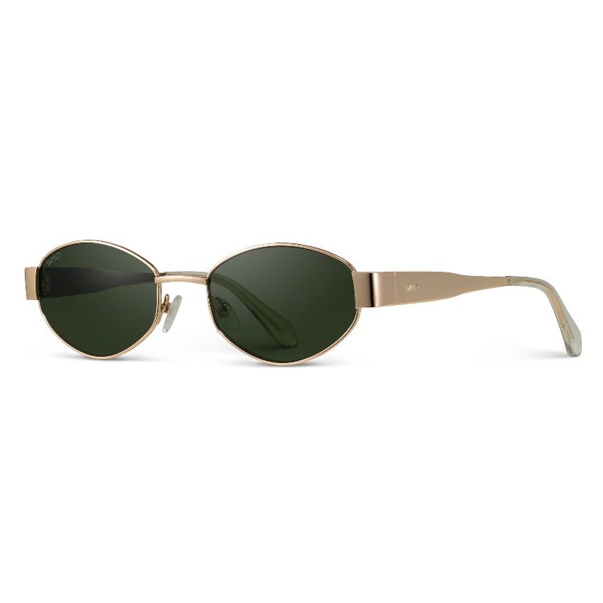 VERONA Oval Thick Framed Women's Sunglasses in Gold, Green by WMP Eyewear - PUNCH Watch & Eyewear - WMP Eyewear