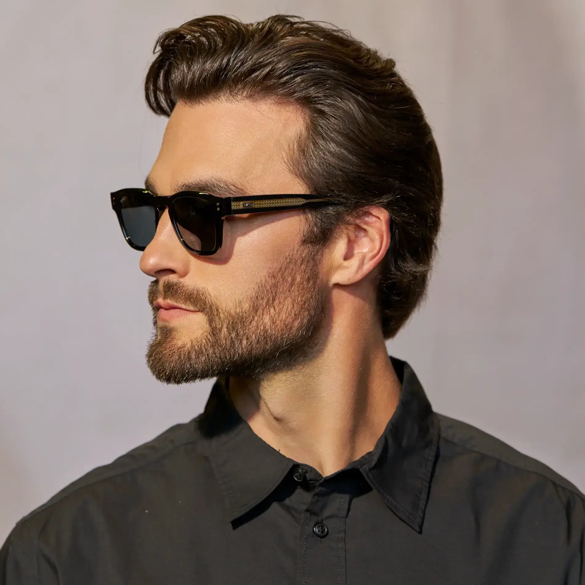 WAYNE Men's Bold Rectangular Polarised Sunglasses in Triple Black by WMP Eyewear