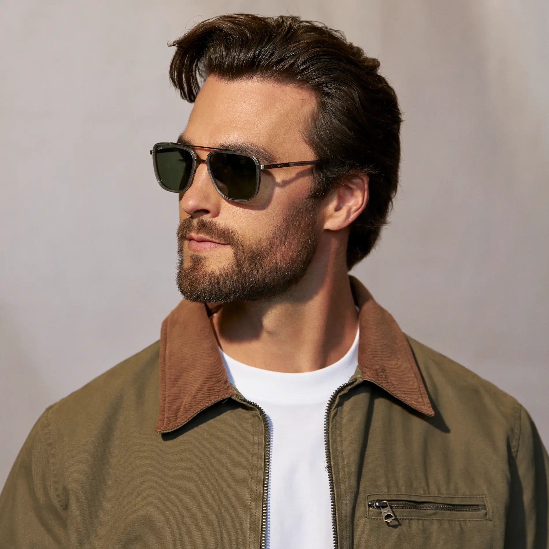 WESTON Polarised Flat-Top Aviator Sunglasses For Men - Grey l WMP Eyewear