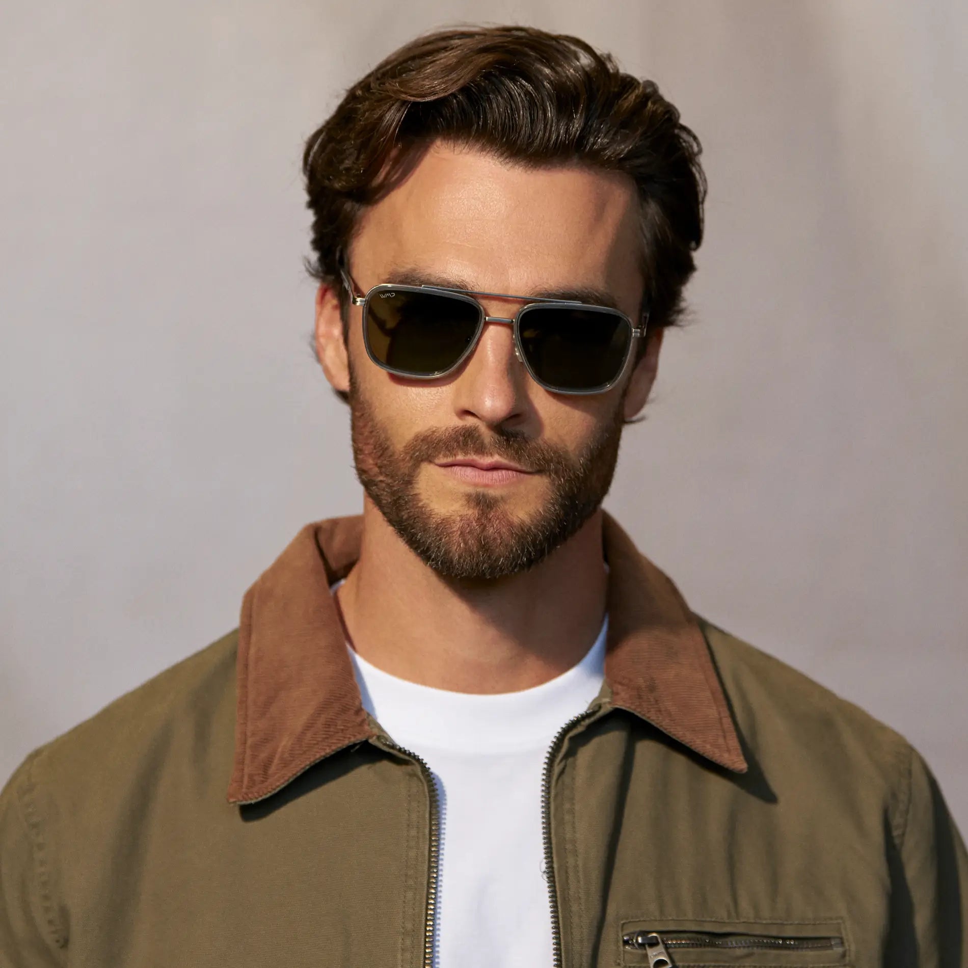 WESTON Polarised Flat-Top Aviator Sunglasses For Men - Grey l WMP Eyewear