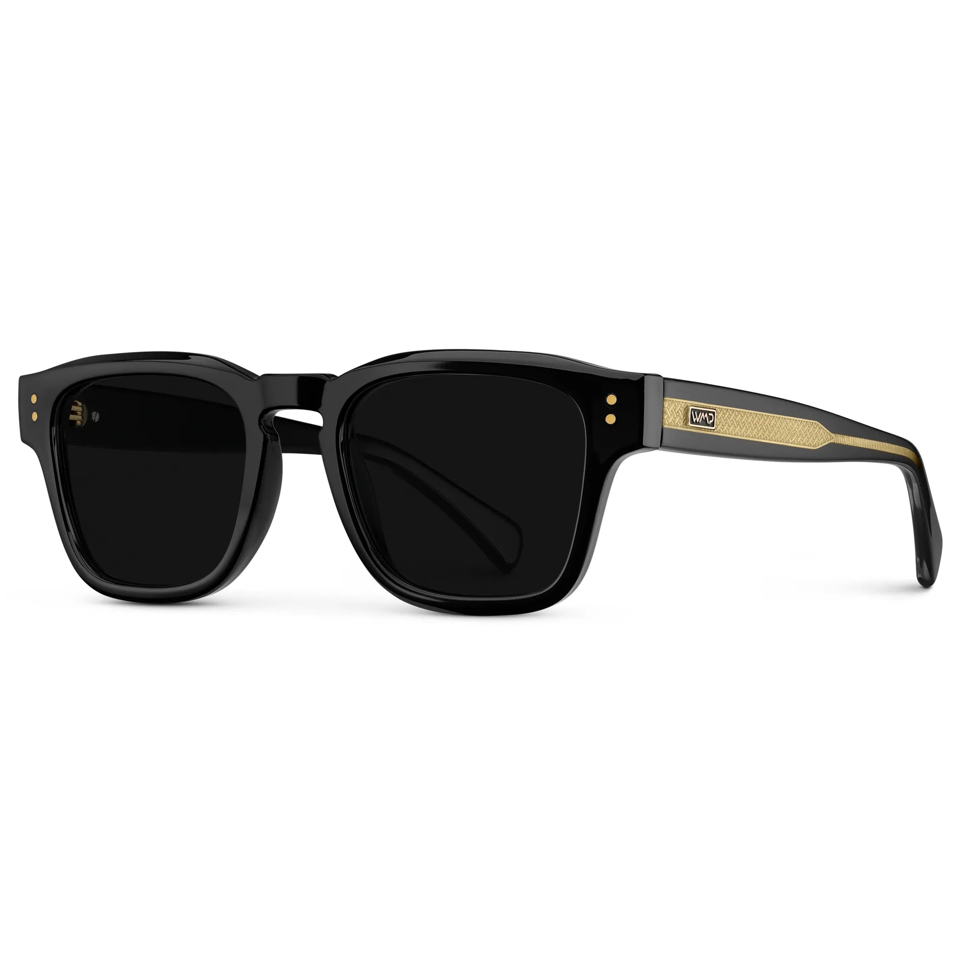 WAYNE Men's Bold Rectangular Polarised Sunglasses in Triple Black by WMP Eyewear