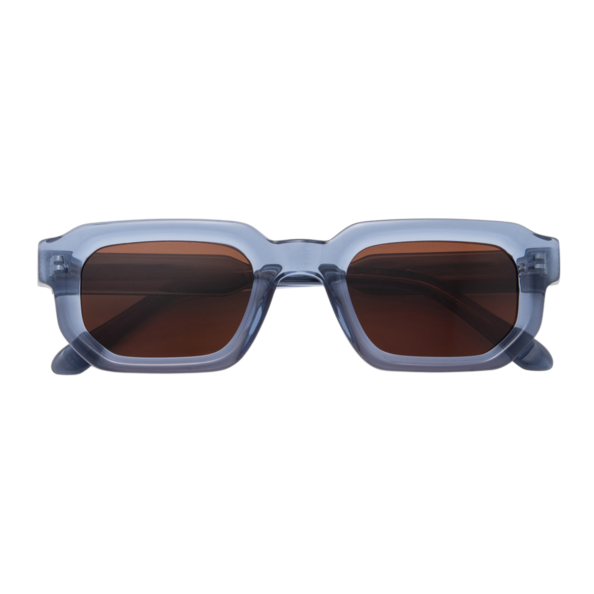 JUNA, Hexagonal Thick Frame Polarised Sunglasses, Unisex, Crystal Blue by TrueVivid