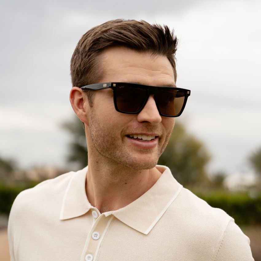 ACE Square Men's Golf Sunglasses in Glossy Black by WMP Eyewear - PUNCH Watch & Eyewear - WMP Eyewear
