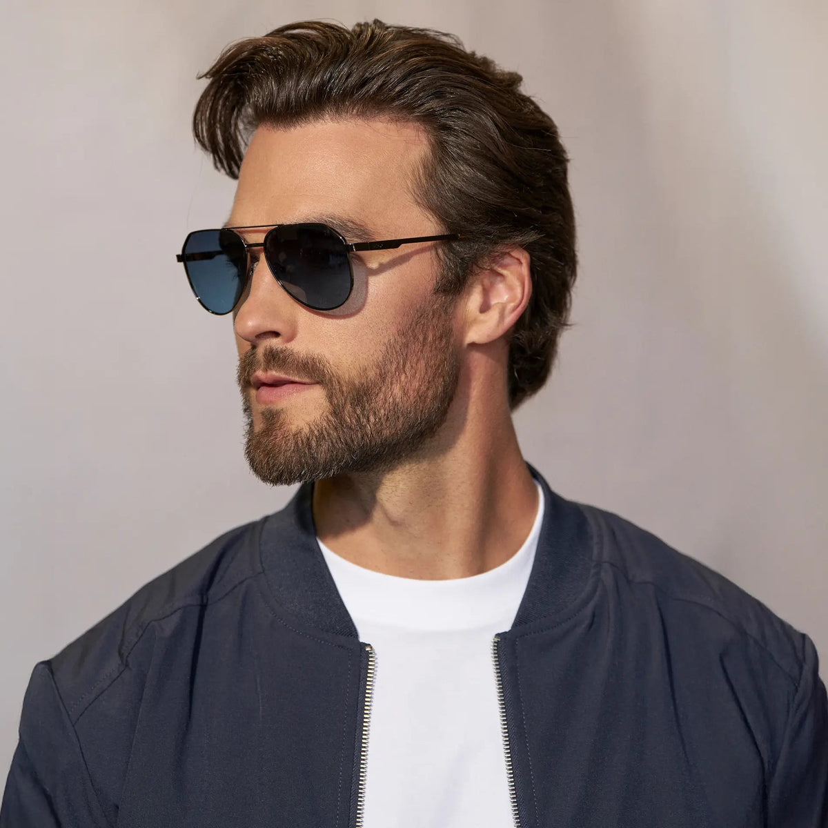 AERO Men's Flat Top Aviator Sunglasses - Gunmetal l WMP Eyewear - PUNCH Watch & Eyewear - WMP Eyewear