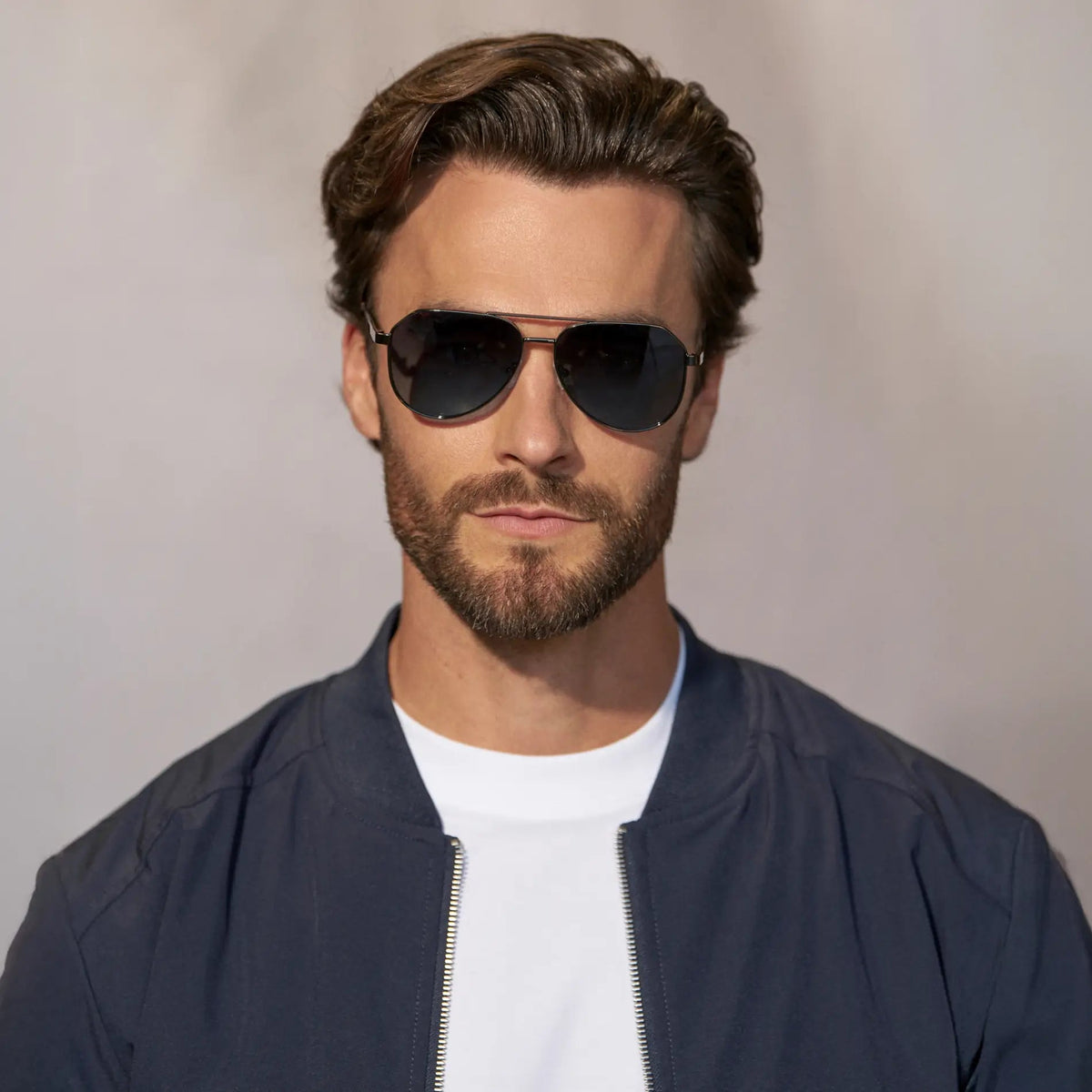 AERO Men's Flat Top Aviator Sunglasses - Gunmetal l WMP Eyewear - PUNCH Watch & Eyewear - WMP Eyewear