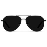 AERO Men's Flat Top Aviator Sunglasses - Triple Black l WMP Eyewear
