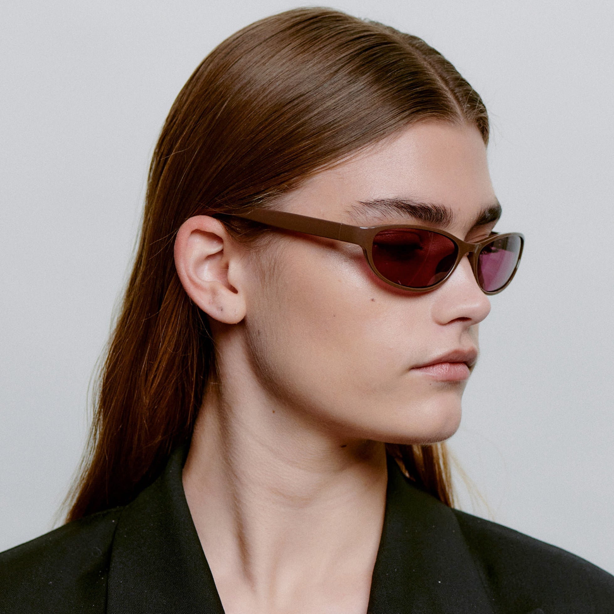 Akjaerbede Alexa Narrow Cat Eye Sunglasses - Chocolate Brown / Purple Lens - PUNCH Watch & Eyewear - A.KJÆRBEDE