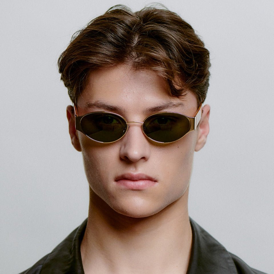 Akjaerbede Bella Oval Sunglasses - Gold Metal Frame / Burn Amber Temples - PUNCH Watch & Eyewear - A.KJÆRBEDE