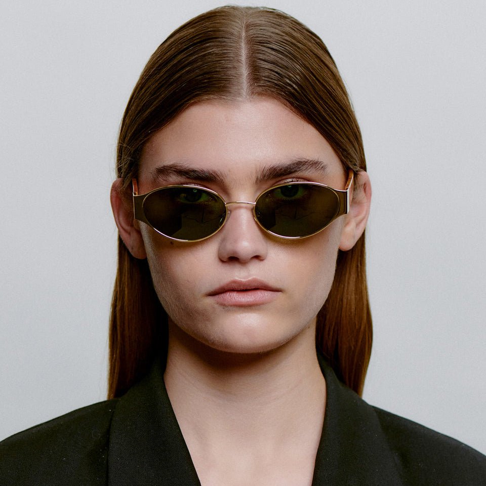 Akjaerbede Bella Oval Sunglasses - Gold Metal Frame / Burn Amber Temples - PUNCH Watch & Eyewear - A.KJÆRBEDE