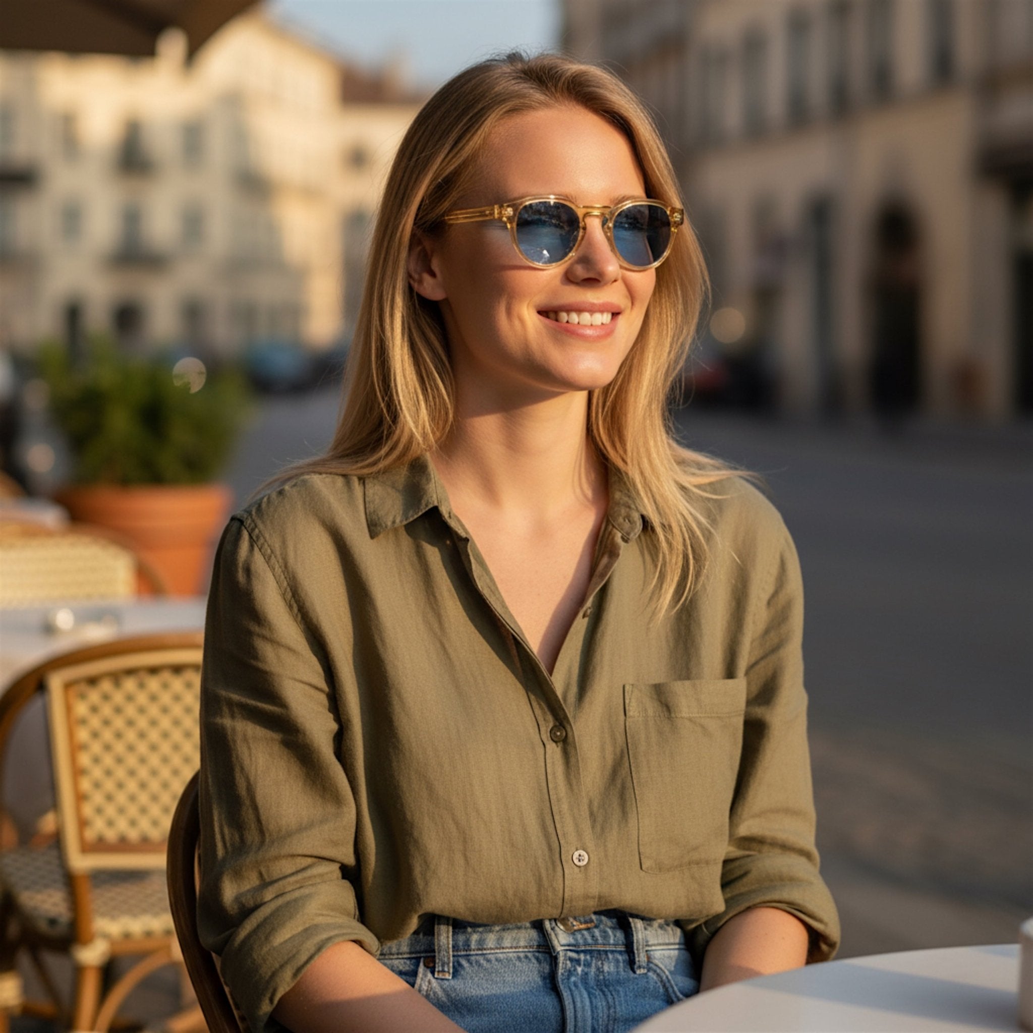 AURA Polarised Sunglasses, Unisex, Crystal Brown, Blue Gradient by TrueVivid - PUNCH Watch & Eyewear - TRUEVIVID