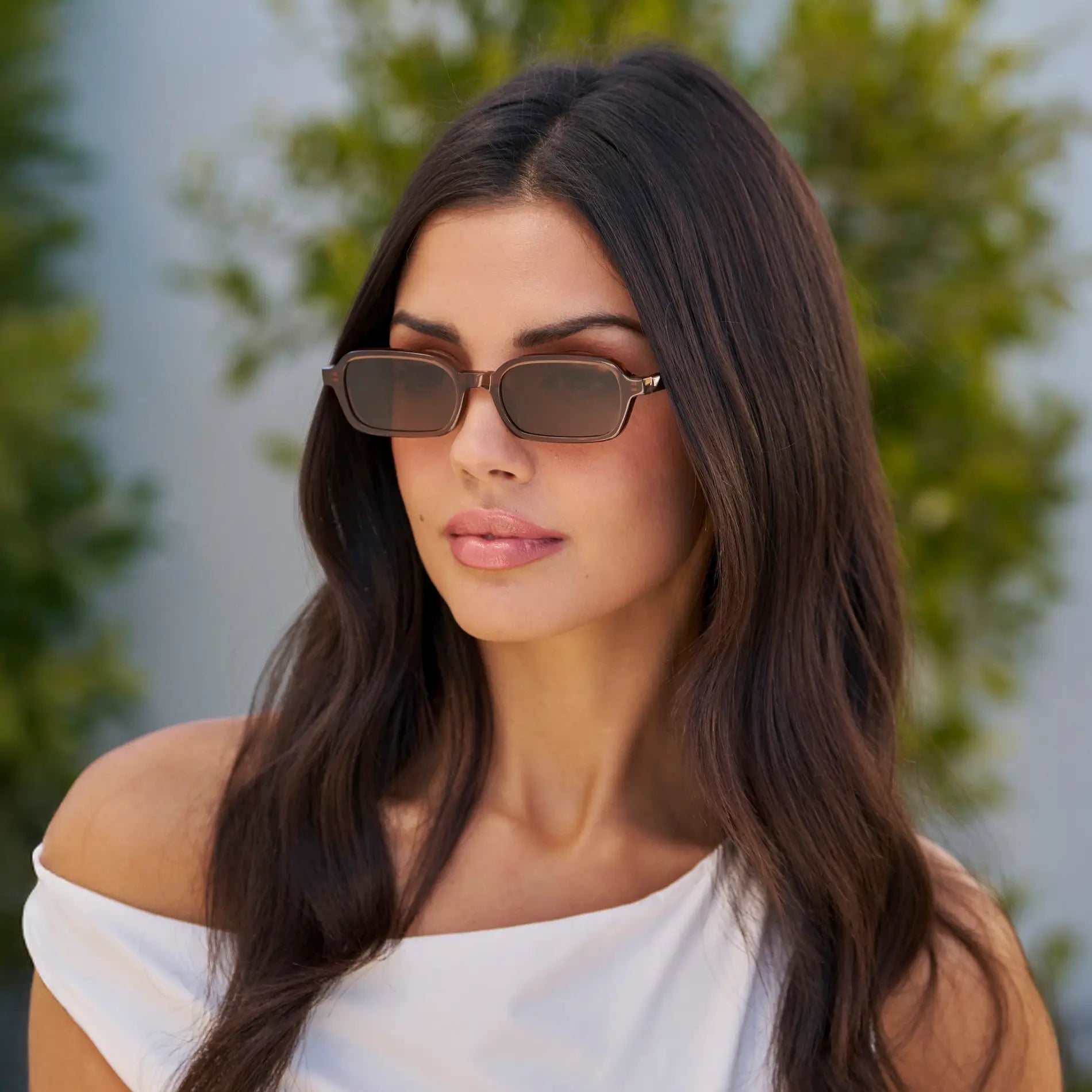AYLA Slim Rectangular Sunglasses in Cocoa Brown by WMP Eyewear - PUNCH Watch & Eyewear - WMP Eyewear