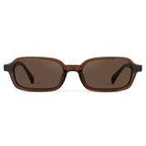 AYLA Slim Rectangular Sunglasses in Cocoa Brown by WMP Eyewear