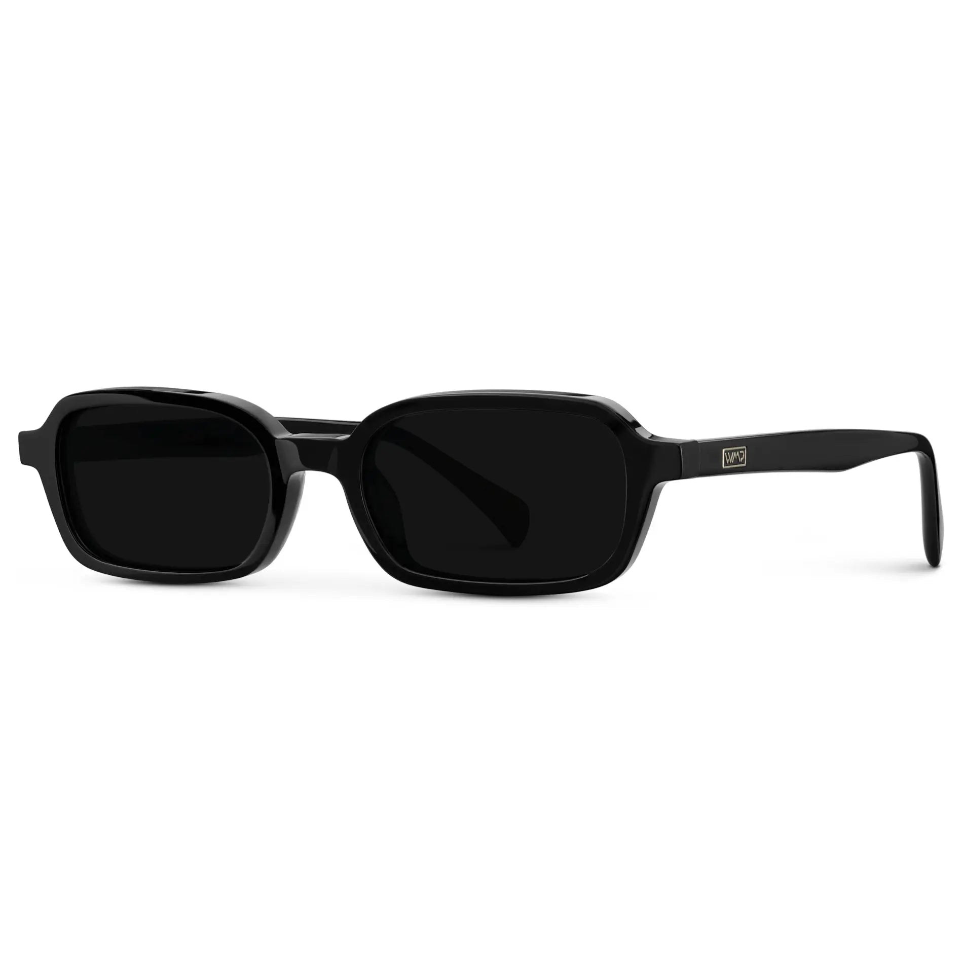 AYLA Slim Rectangular Sunglasses in Triple Black by WMP Eyewear - PUNCH Watch & Eyewear - WMP Eyewear