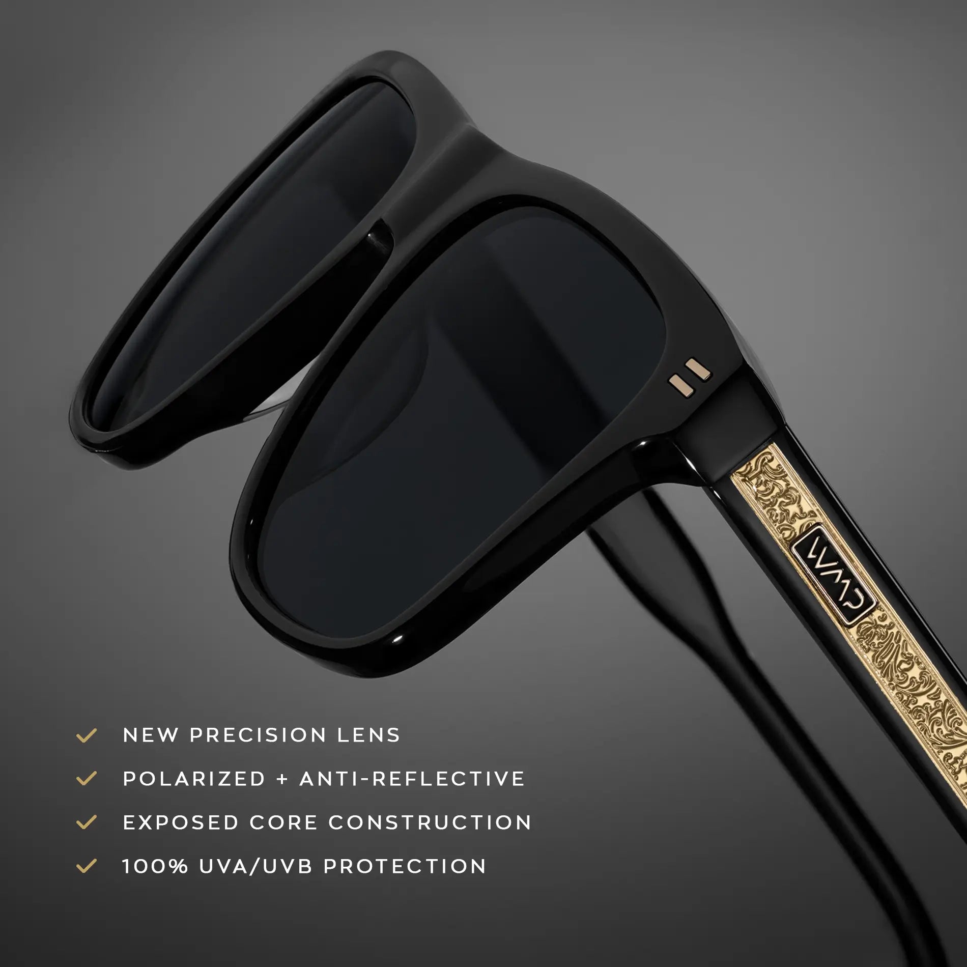 CULLEN Triple Black Polarised Rectangular Sunglasses by WMP Eyewear