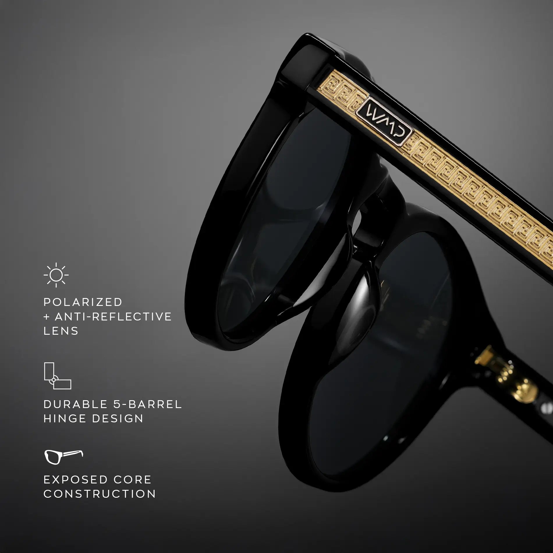 RHODES Triple Black Men’s Polarised Sunglasses by WMP Eyewear