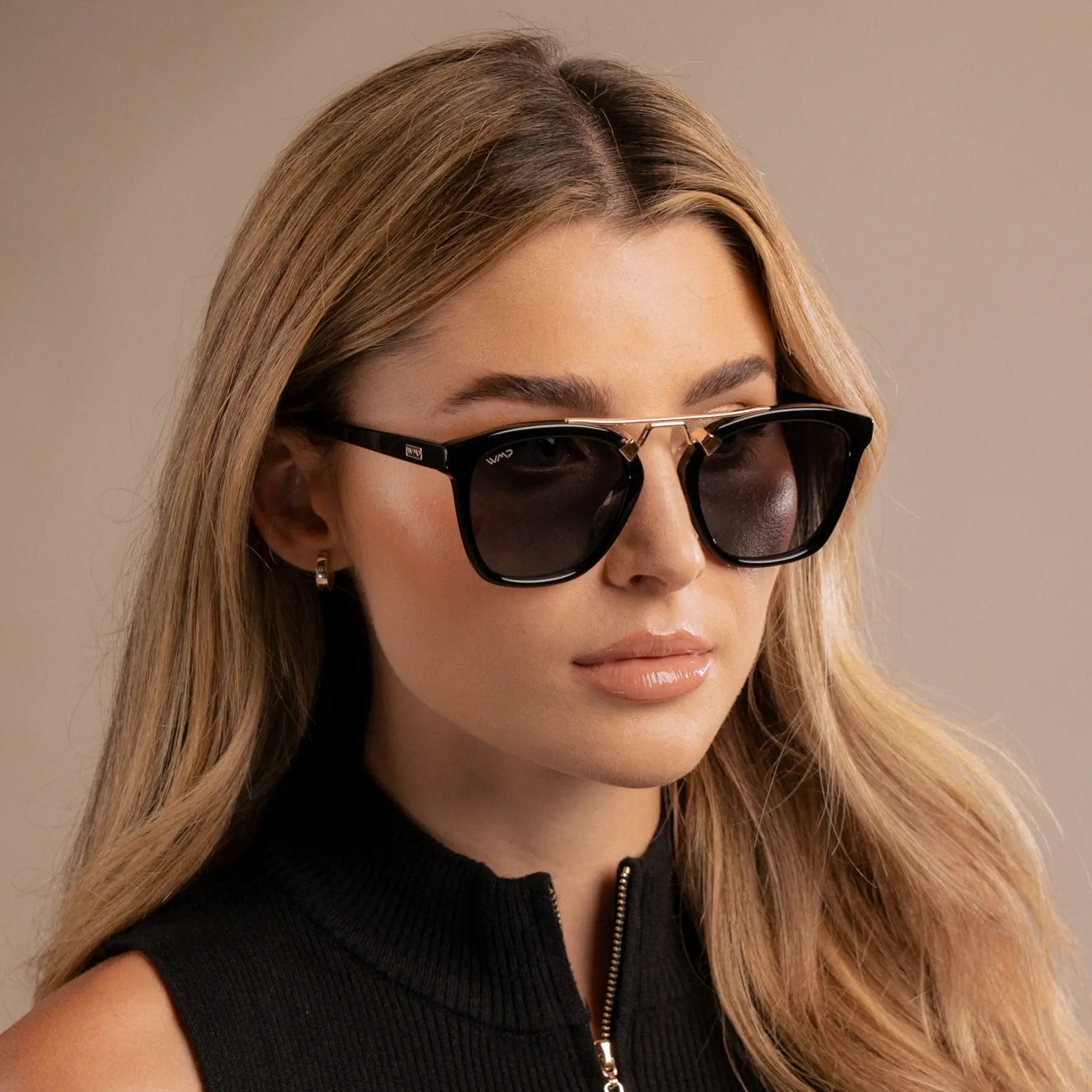 DEMI Oversized Women's Polarised Sunglasses in Black by WMP Eyewear - PUNCH Watch & Eyewear - WMP Eyewear
