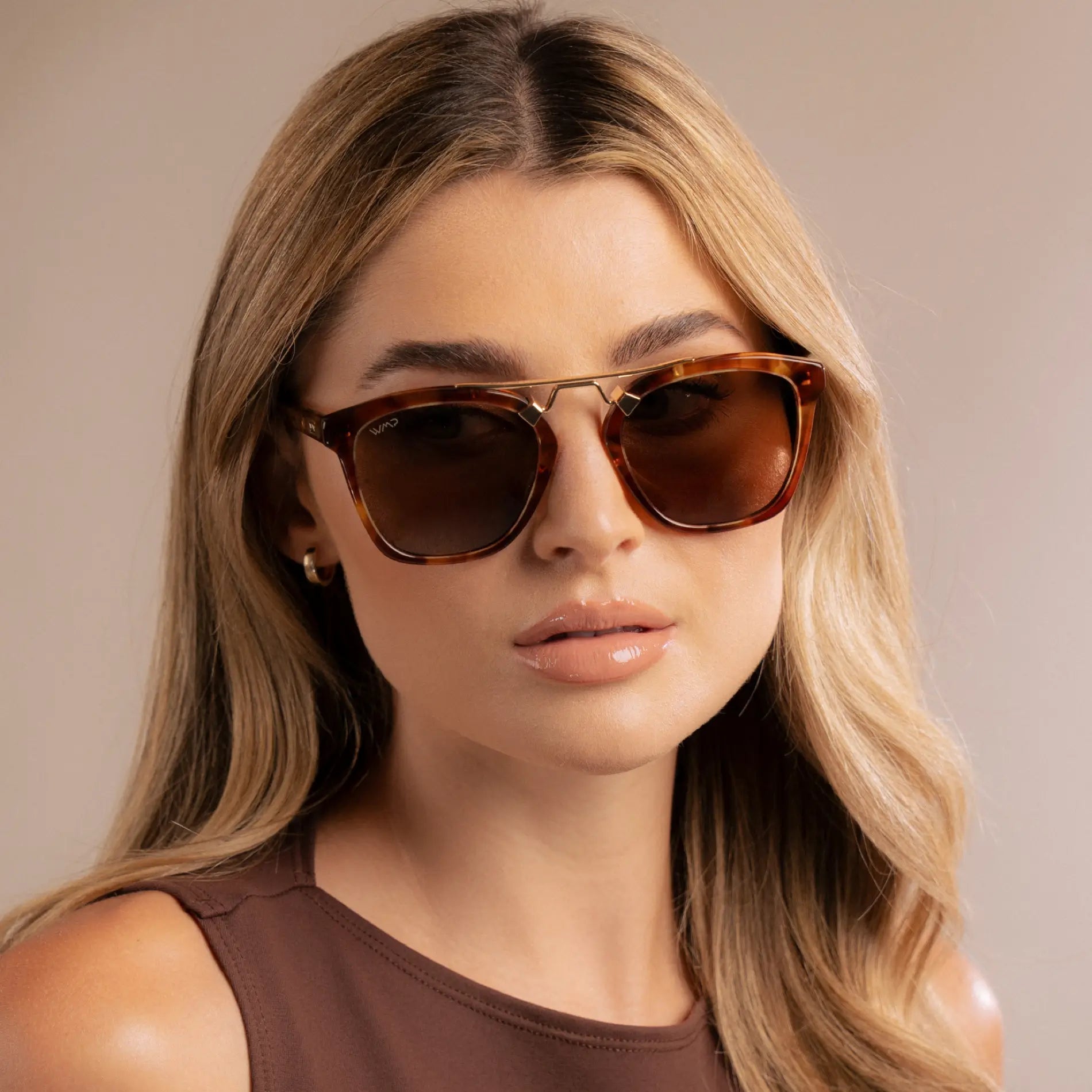 DEMI Oversized Women's Sunglasses in Honeycomb Tortoise WMP Eyewear - PUNCH Watch & Eyewear - WMP Eyewear