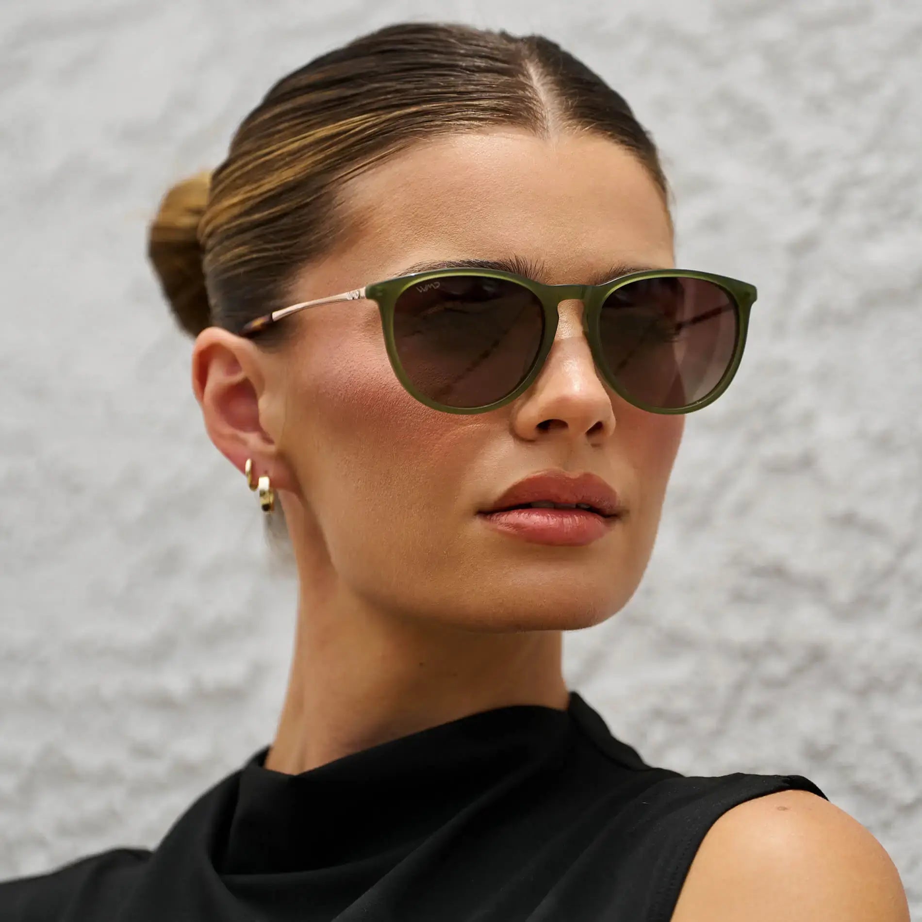 DREW Round Polarised Women's Sunglasses in Oliver Green/Gold by WMP Eyewear - PUNCH Watch & Eyewear - WMP Eyewear