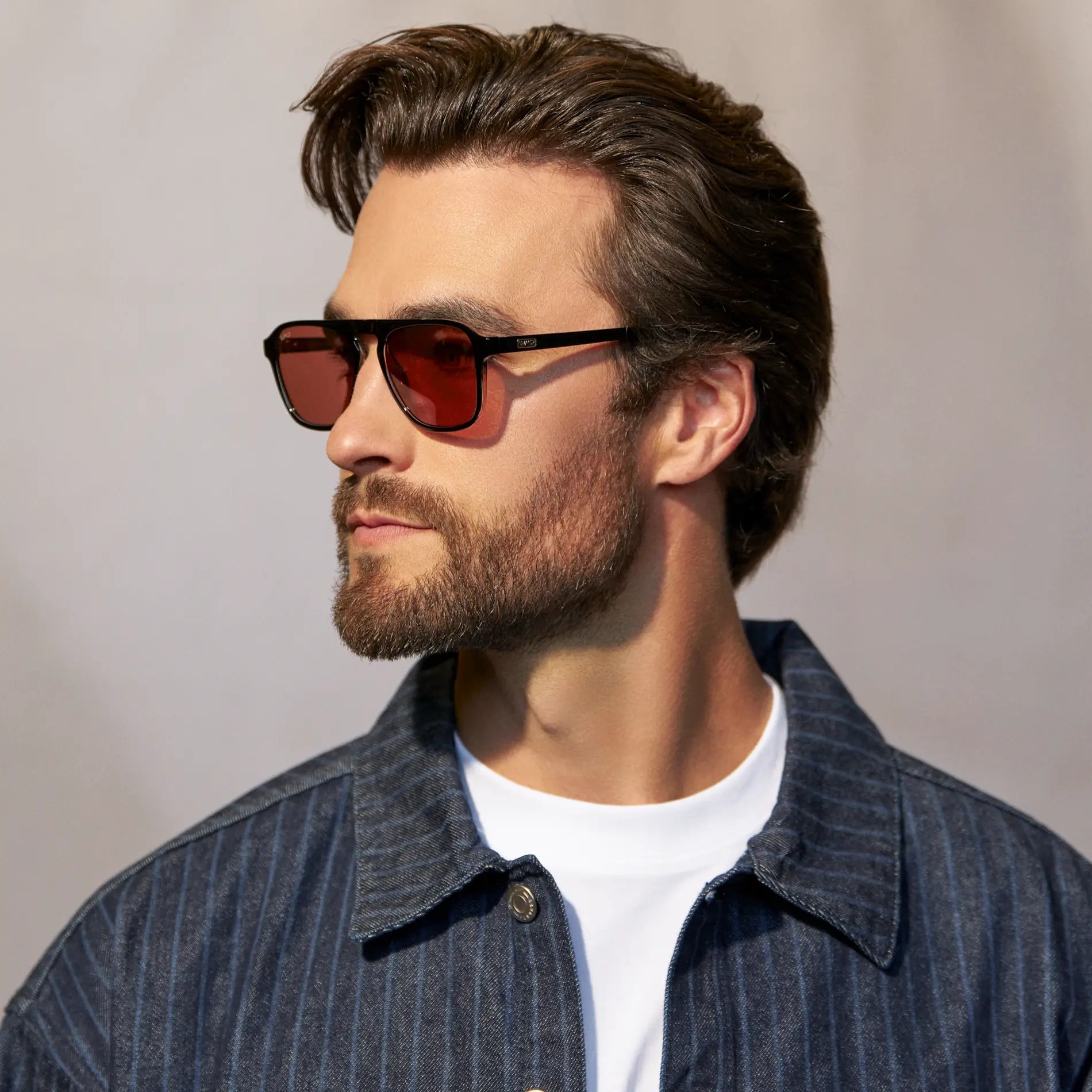 EMERSON Unisex Square Aviator Sunglasses in Black - Red Tinted Lenses l WMP Eyewear - PUNCH Watch & Eyewear - WMP Eyewear