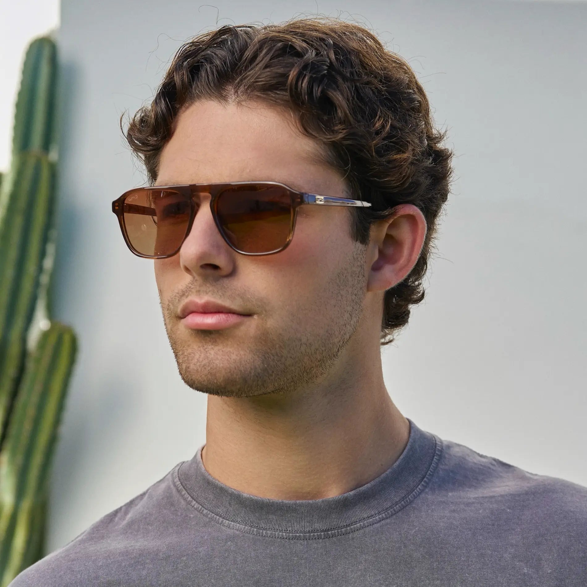 EMERSON Unisex Square Aviator Sunglasses in Terracotta Brown WMP Eyewear - PUNCH Watch & Eyewear - WMP Eyewear