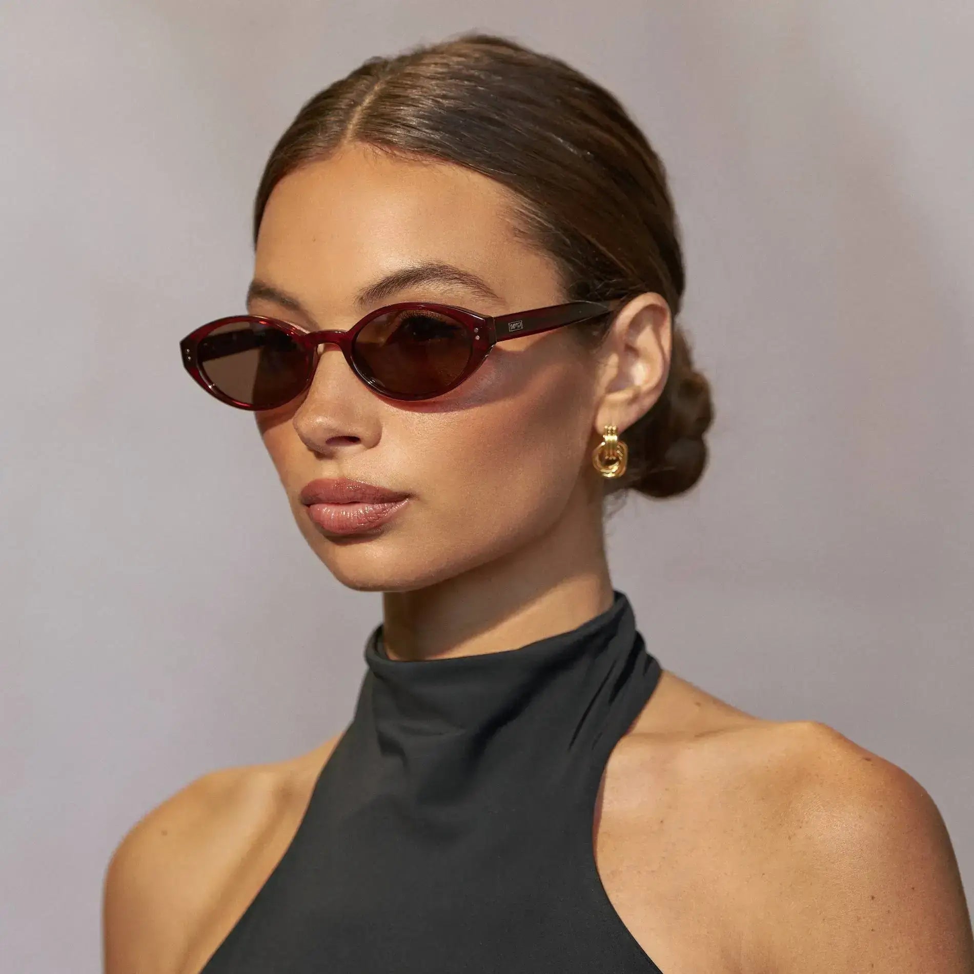 ESME Classic Oval Women's Sunglasses in Red Garnet by WMP Eyewear - PUNCH Watch & Eyewear - WMP Eyewear