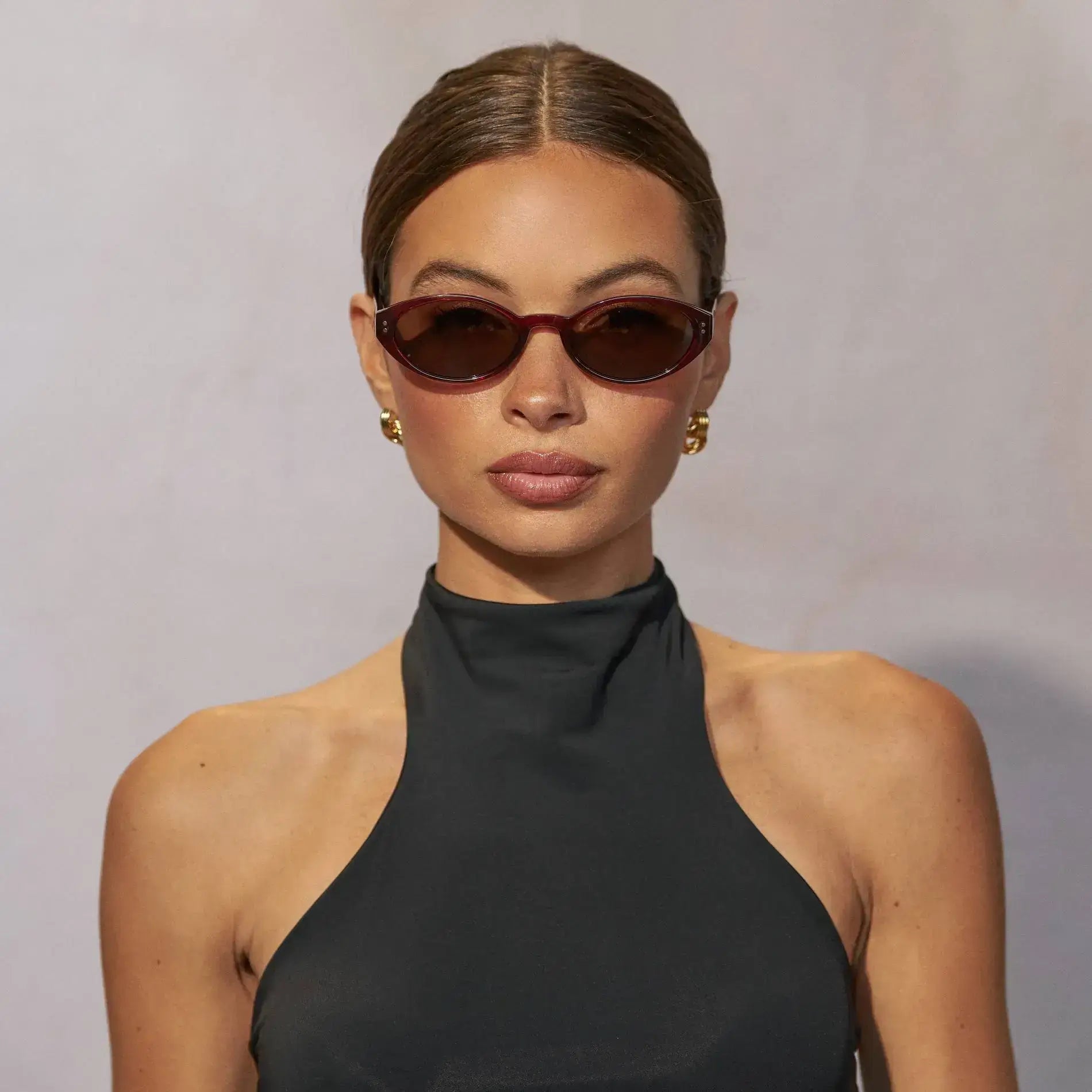 ESME Classic Oval Women's Sunglasses in Red Garnet by WMP Eyewear - PUNCH Watch & Eyewear - WMP Eyewear