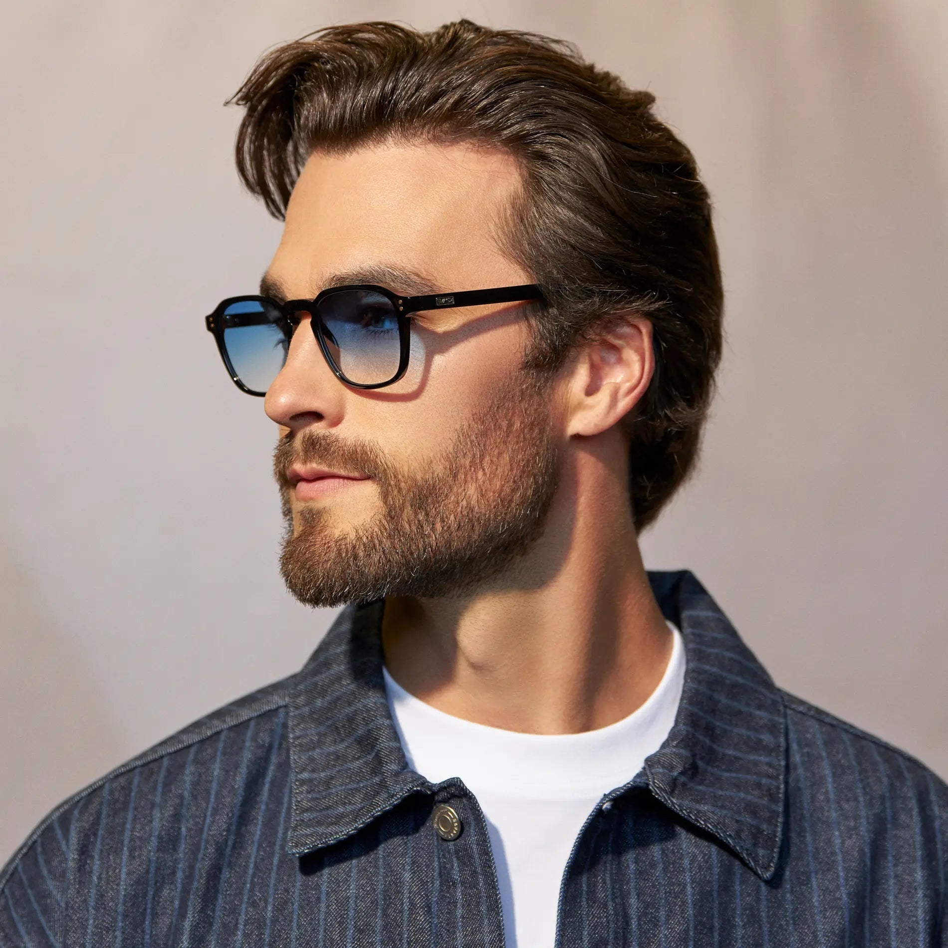 FRANCIS Men's Square Modern Sunglasses in Black / Blue Tinted Lens l WMP Eyewear - PUNCH Watch & Eyewear - WMP Eyewear